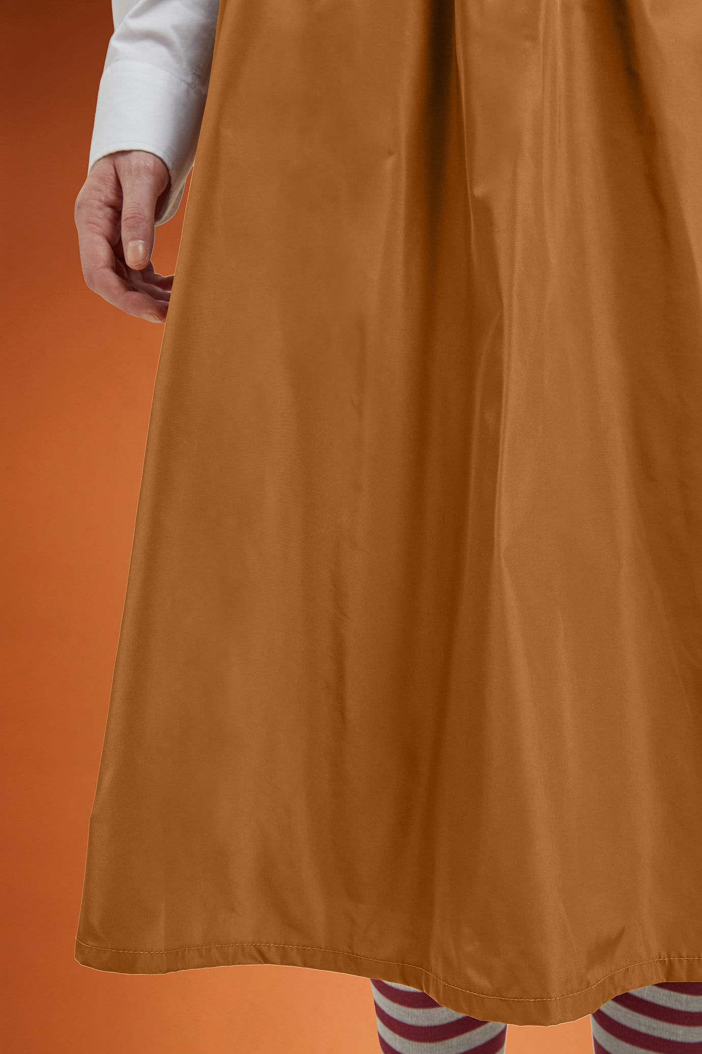 Gonna donna lunga a palloncino in taffet&agrave; tinta unita con elastico in vita regular fit image number 3