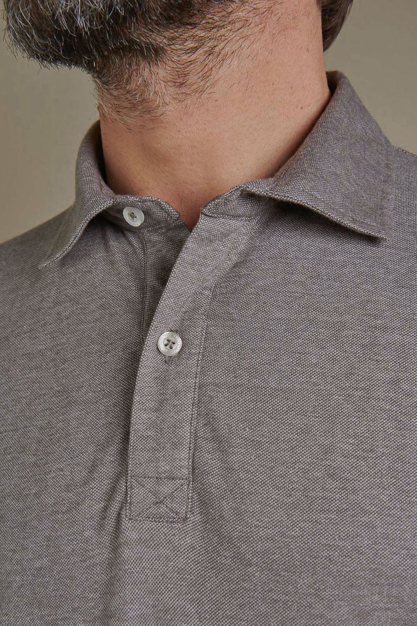 Polo uomo manica corta in puro cotone piquet melange tinta unita image number 2