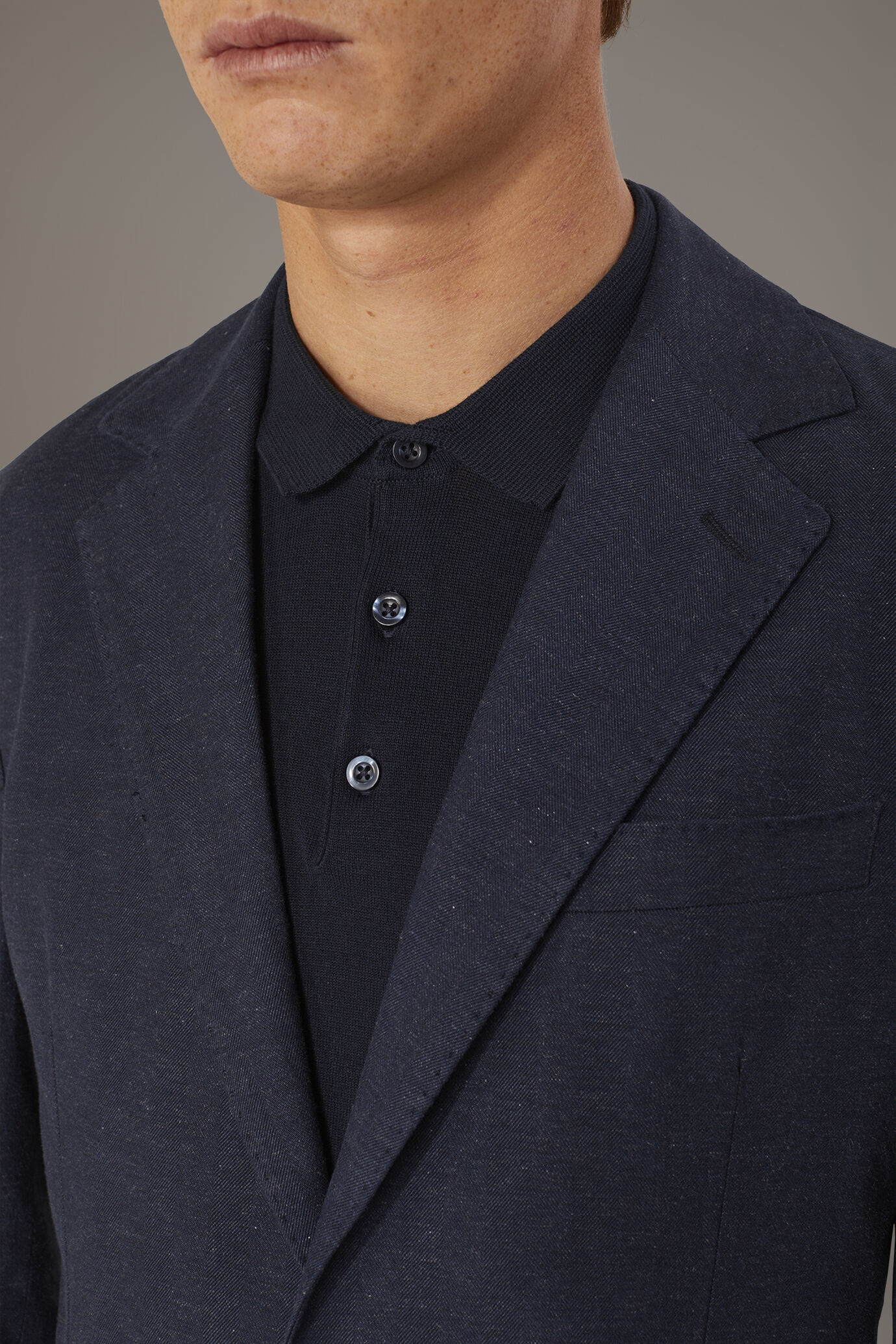 Giacca monopetto lino e cotone con tasca a toppa image number 1