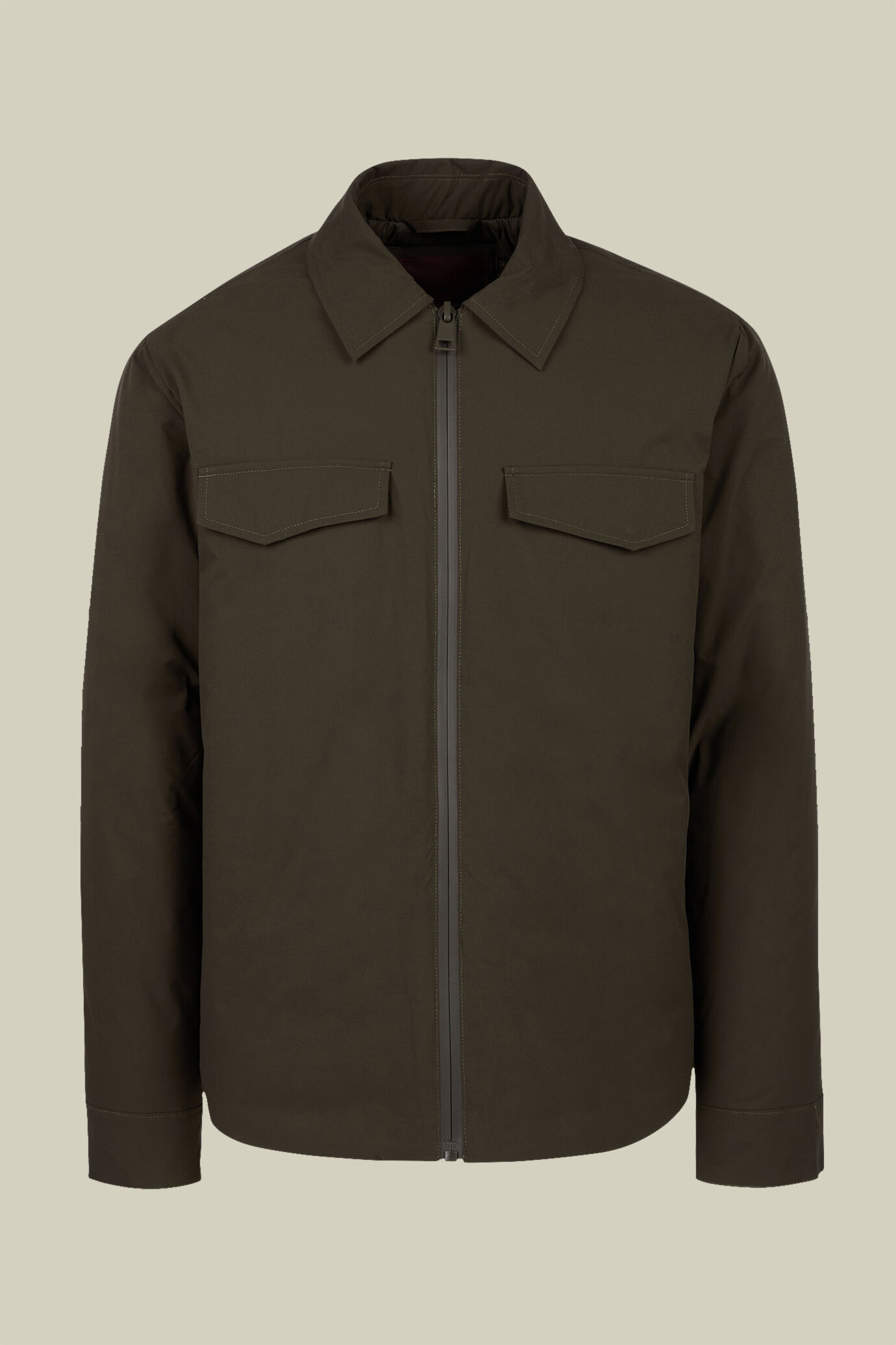 Giacca imbottita uomo in tessuto tecnico stretch con collo camicia regular fit image number 0