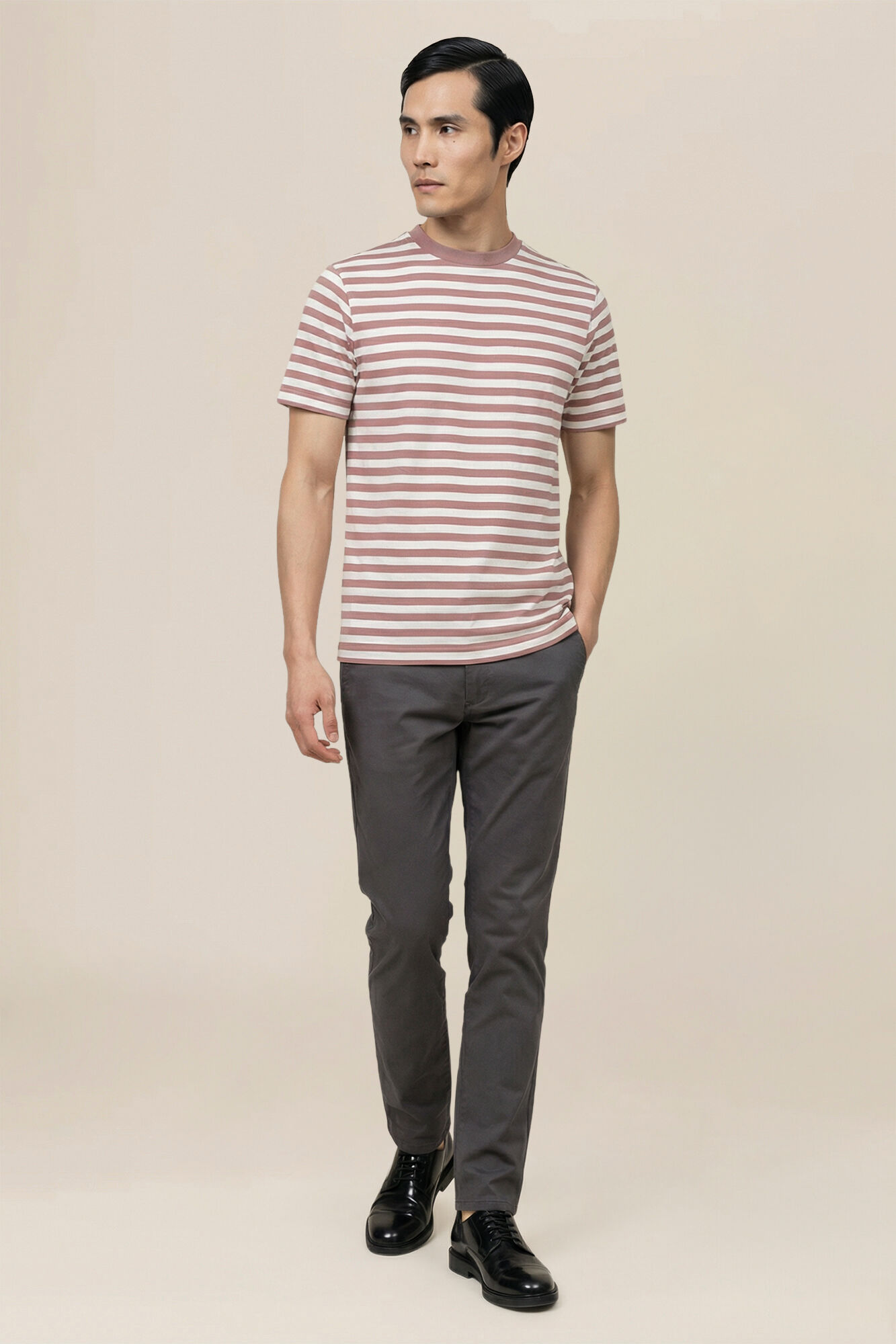 T-shirt uomo in jersey 100% cotone a righe larghe regular fit
