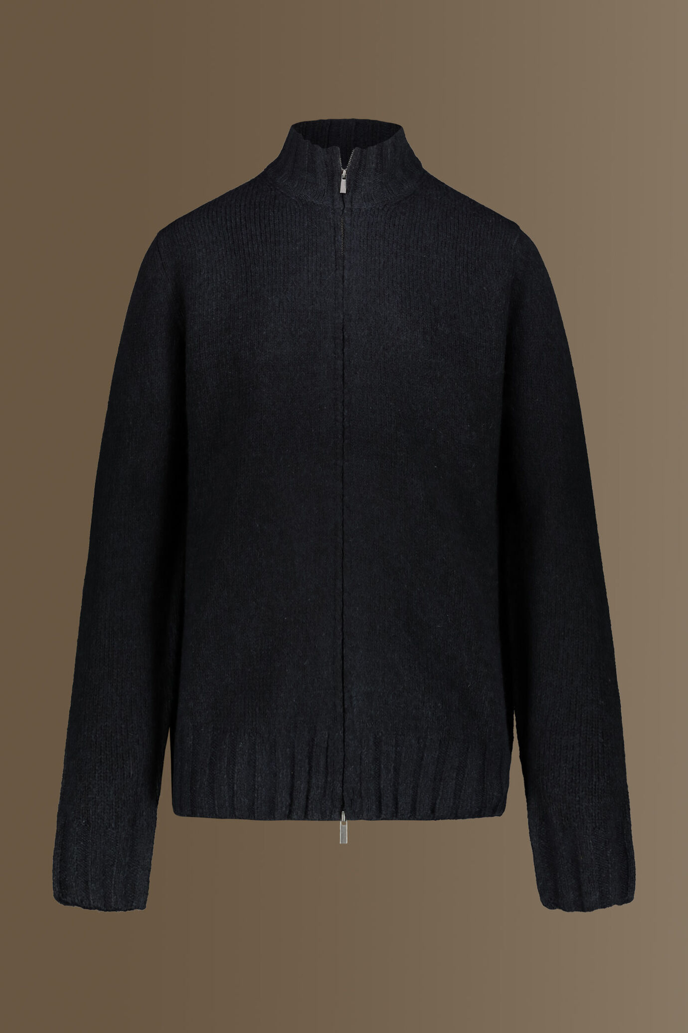 Cardigan with high collar english rib image number 3