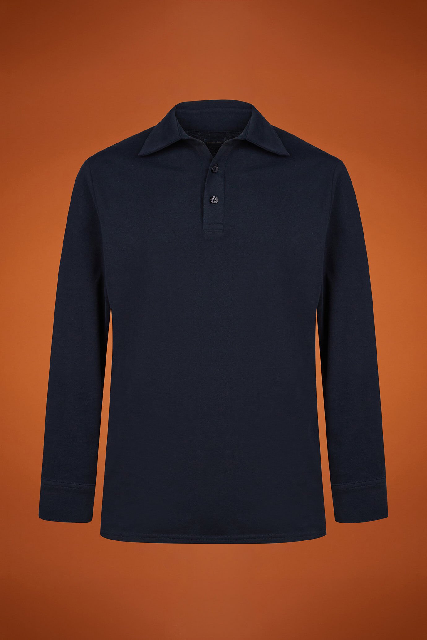 Polo-chemise pour homme à manches longues et col classique, 100% coton, coupe classique