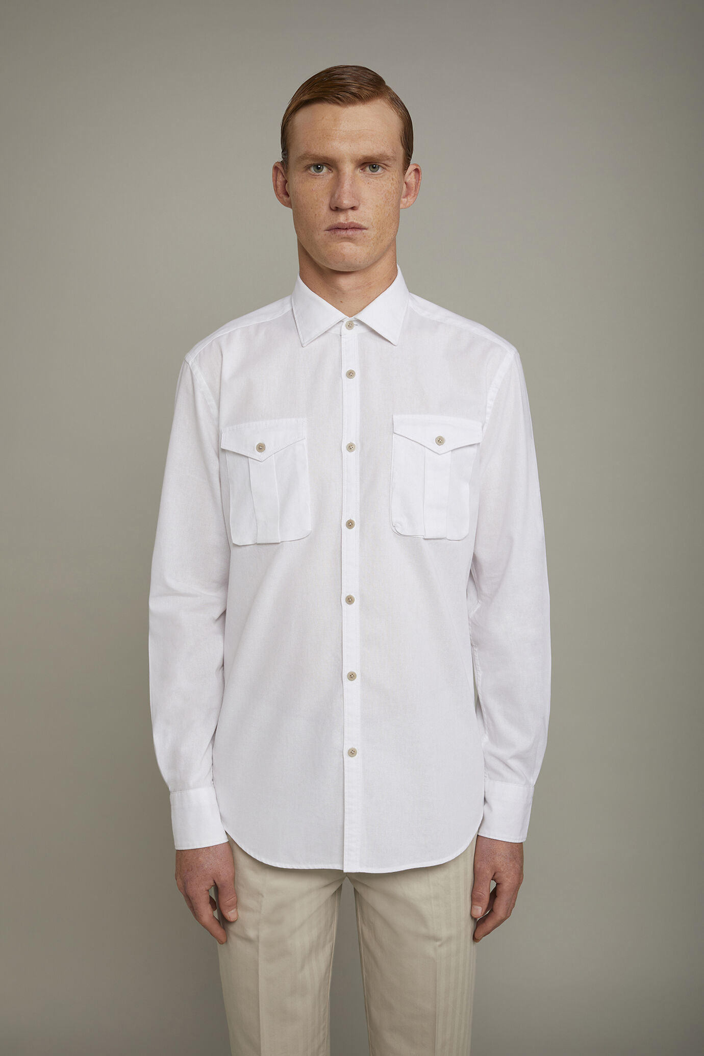 Camicia casual uomo collo classico 100% cotone tessuto denim comfort fit image number 2