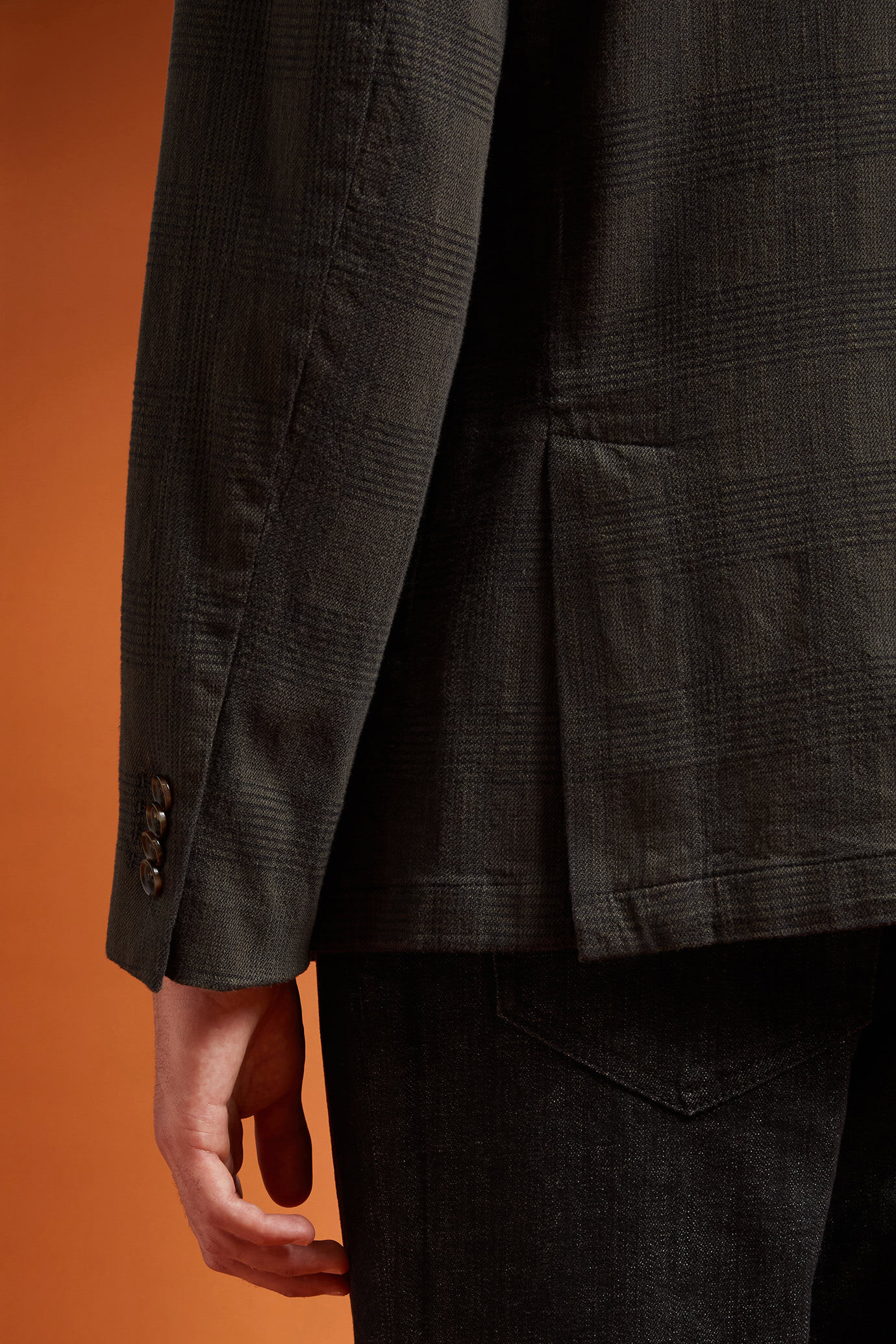 Men’s unlined single-breasted blazer with patch pockets Prince of Wales design regular fit image number 2