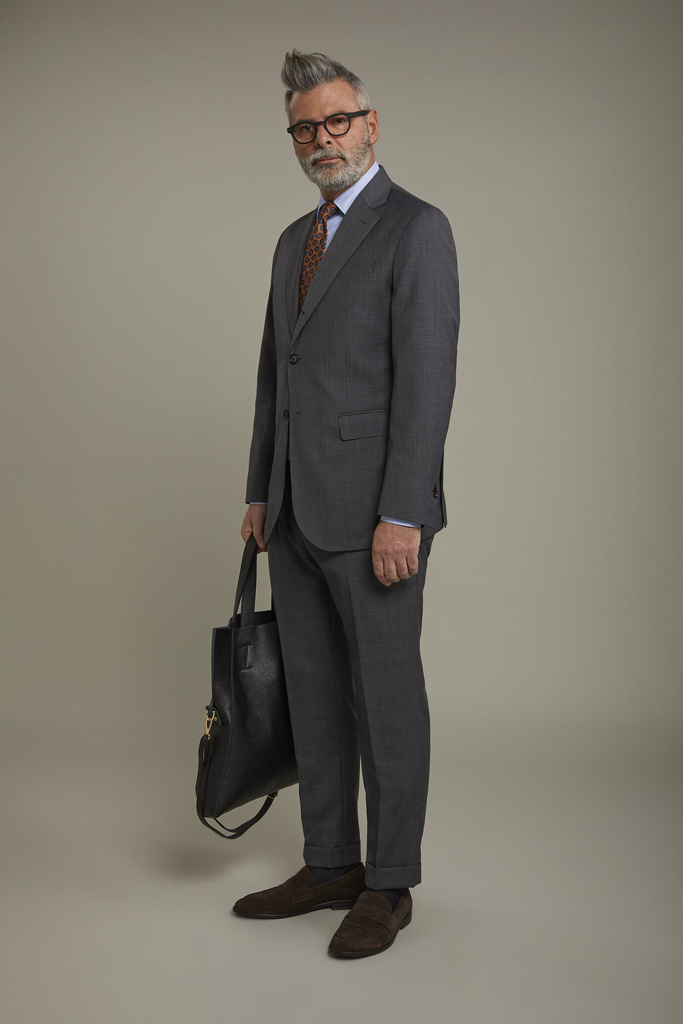 Abito uomo Wool Blend monopetto tessuto grisaglia regular fit image number 1