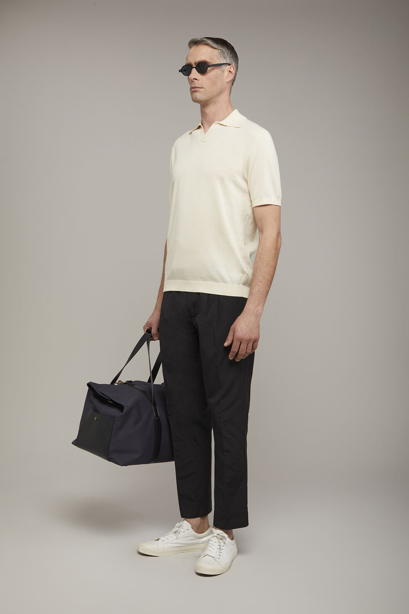 Polo in maglia uomo collo derby 100% cotone con manica corta regular fit image number 1