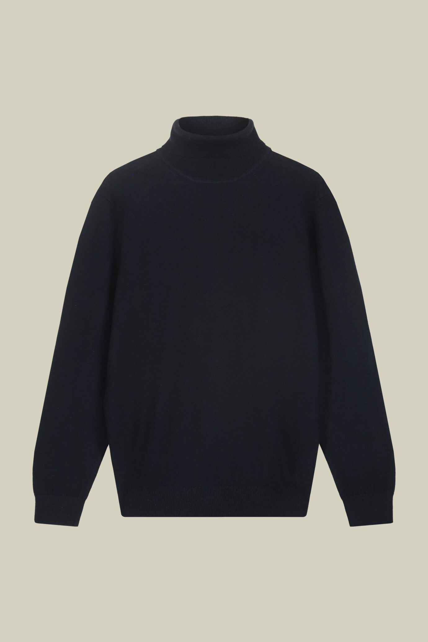 Men's regular fit high neck jumper in wool and cotton image number 4