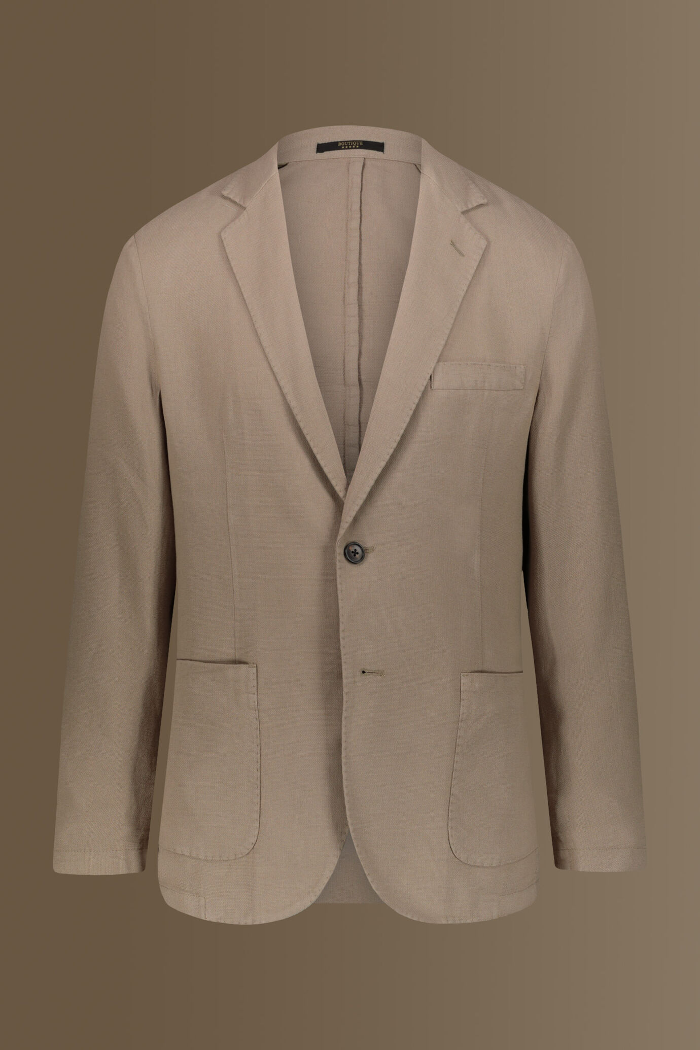 Giacca monopetto uomo con tasche a toppa tessuto lino e cotone image number 6