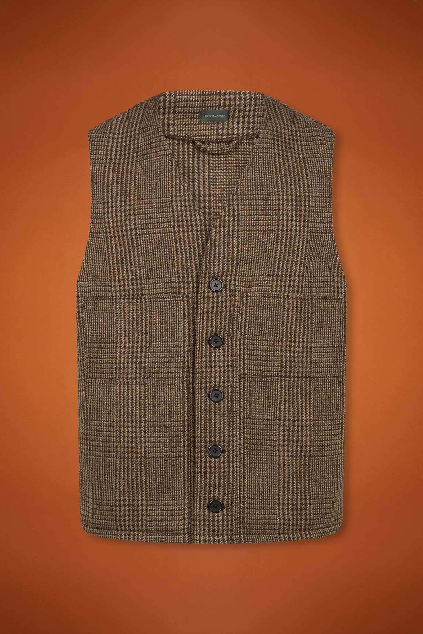 Gilet pour homme, droit avec col en V, coupe classique en polylaine, motif Prince de Galles image number 4