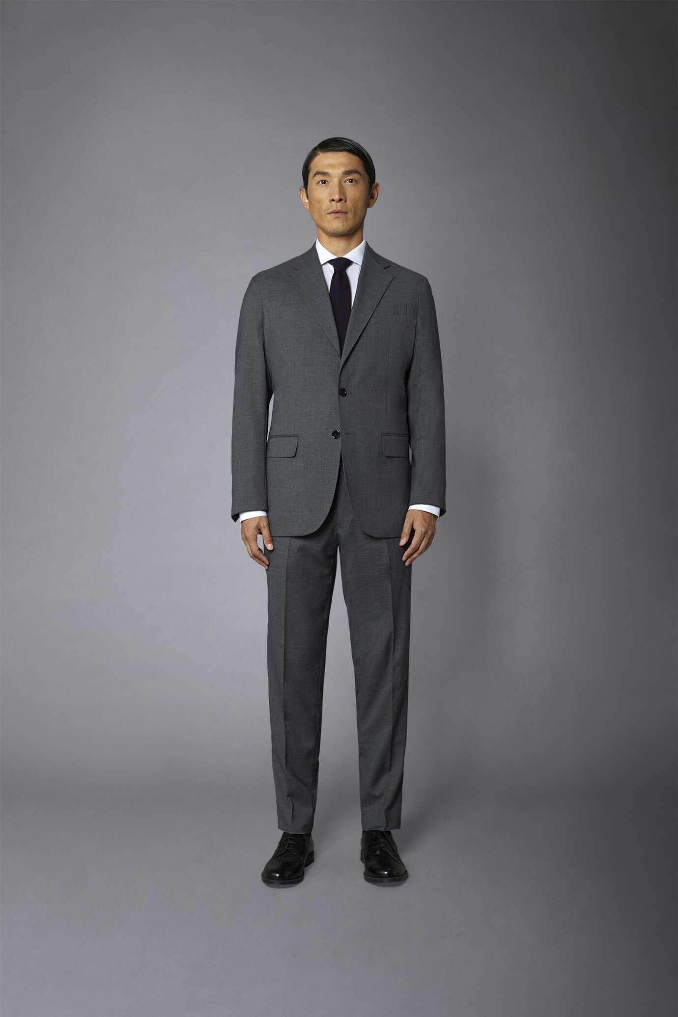 Costume croisé simple, coupe normale, tissu grisaille image number 2
