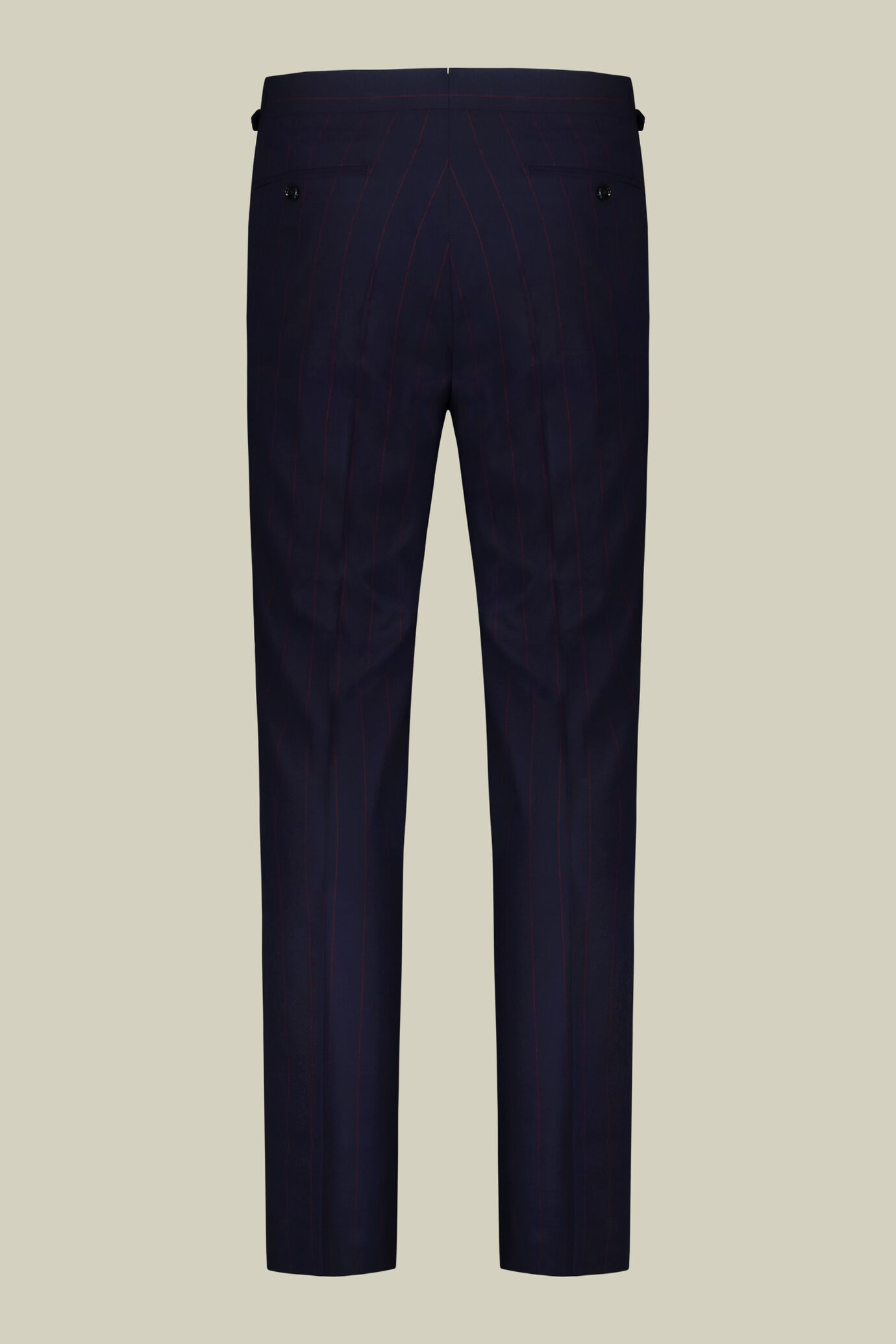 Single-breasted men's suit with single-pleat trousers and side buckles, in a pinstripe fabric image number 7