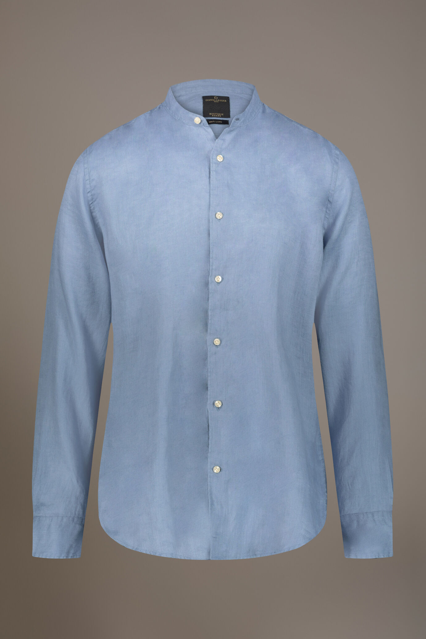 Camicia casual collo coreana comfort fit 100% lino image number 3