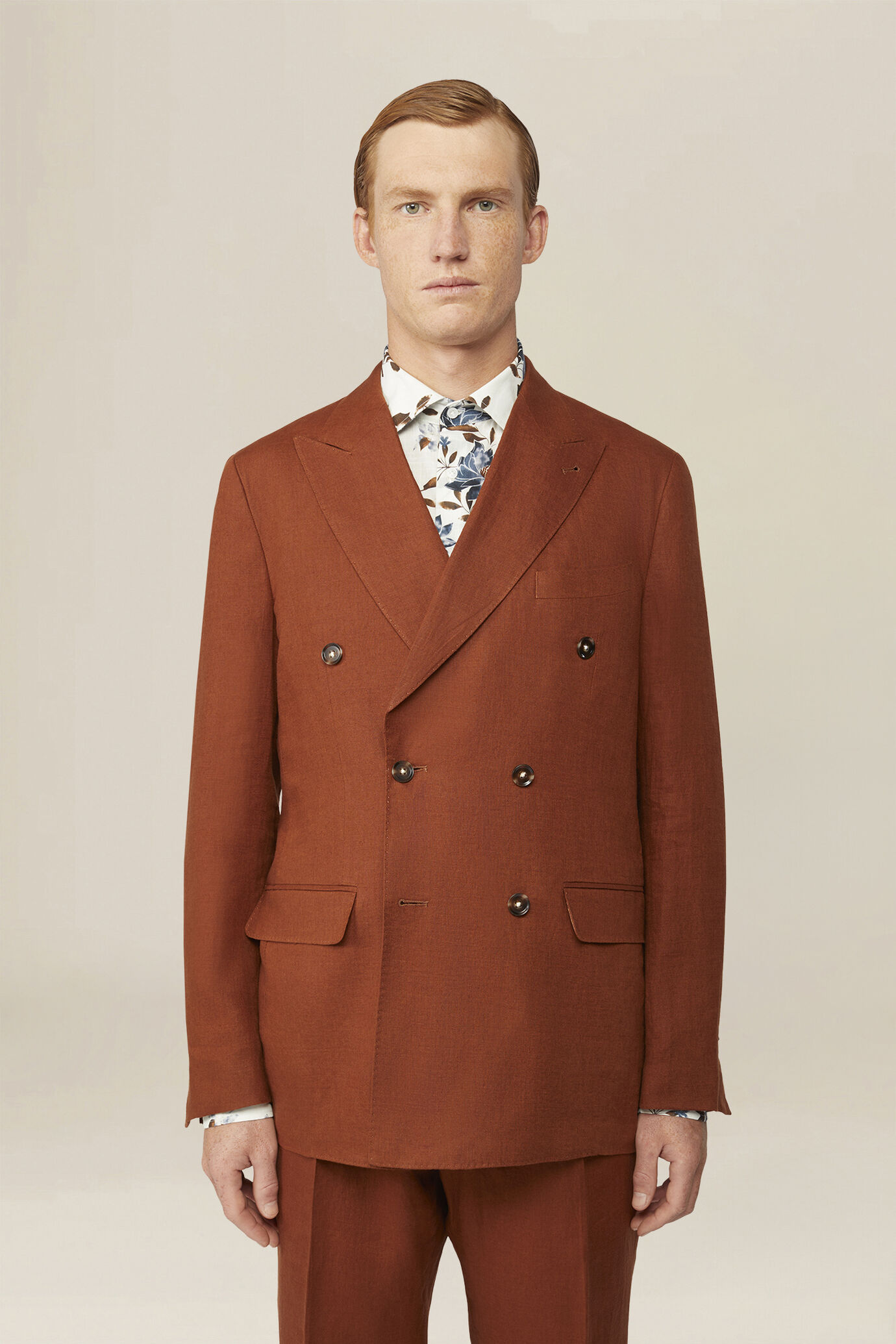 Abito uomo doppiopetto 100% lino regular fit image number 1