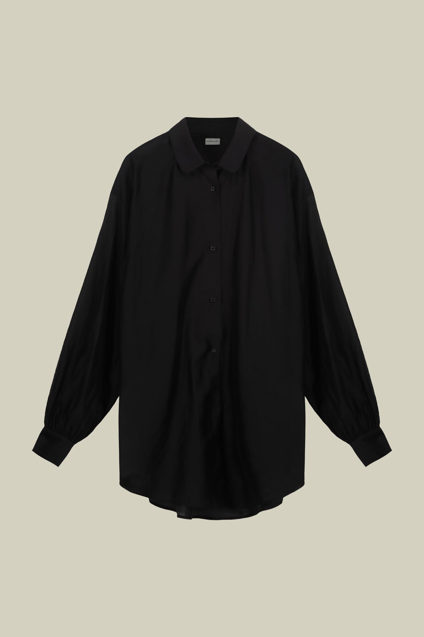 Camicia donna oversized con collo in unito in tessuto trasparente