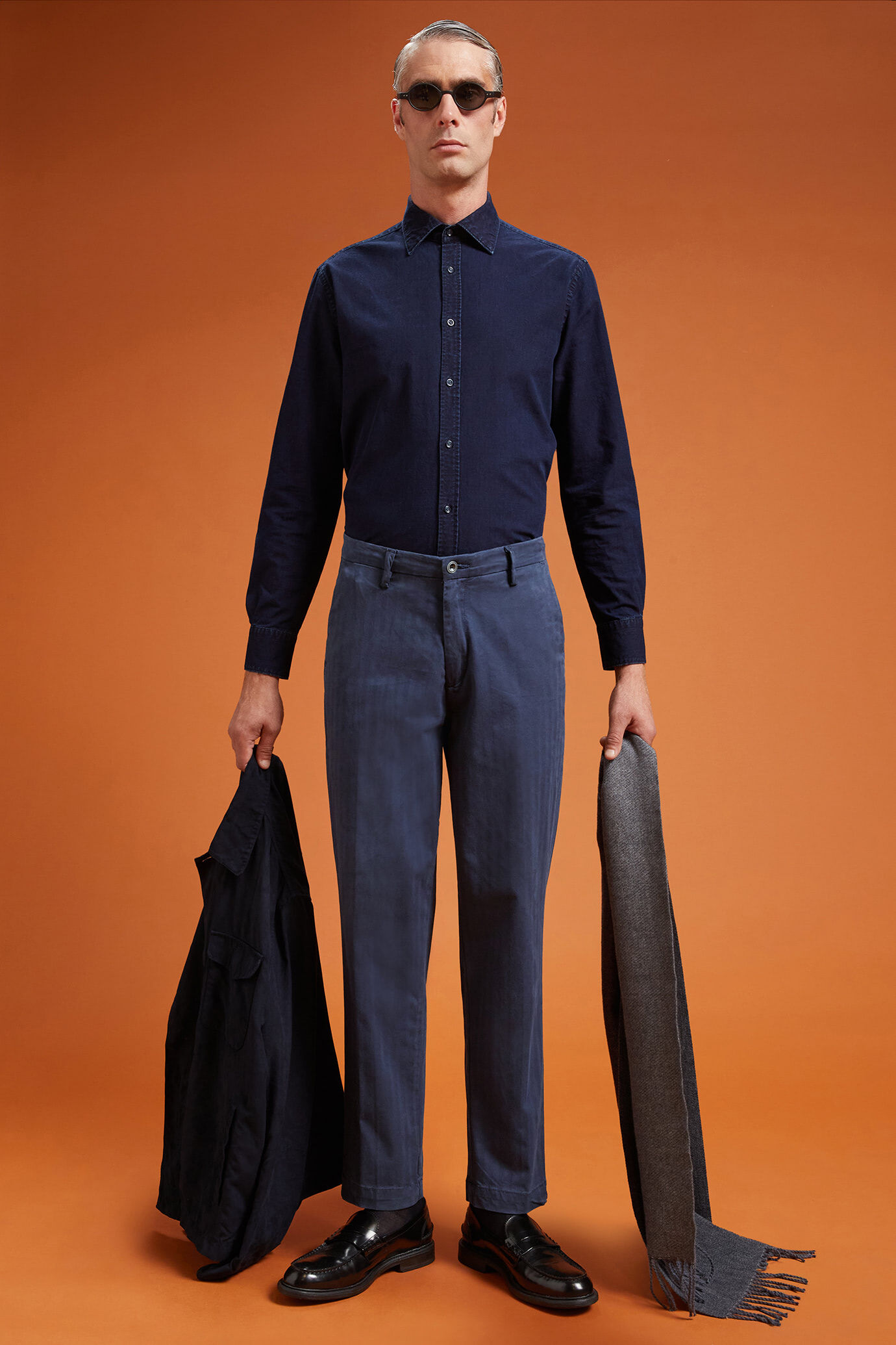 Pantalon homme classique tissu stretch motif à chevrons coupe régulière image number 0