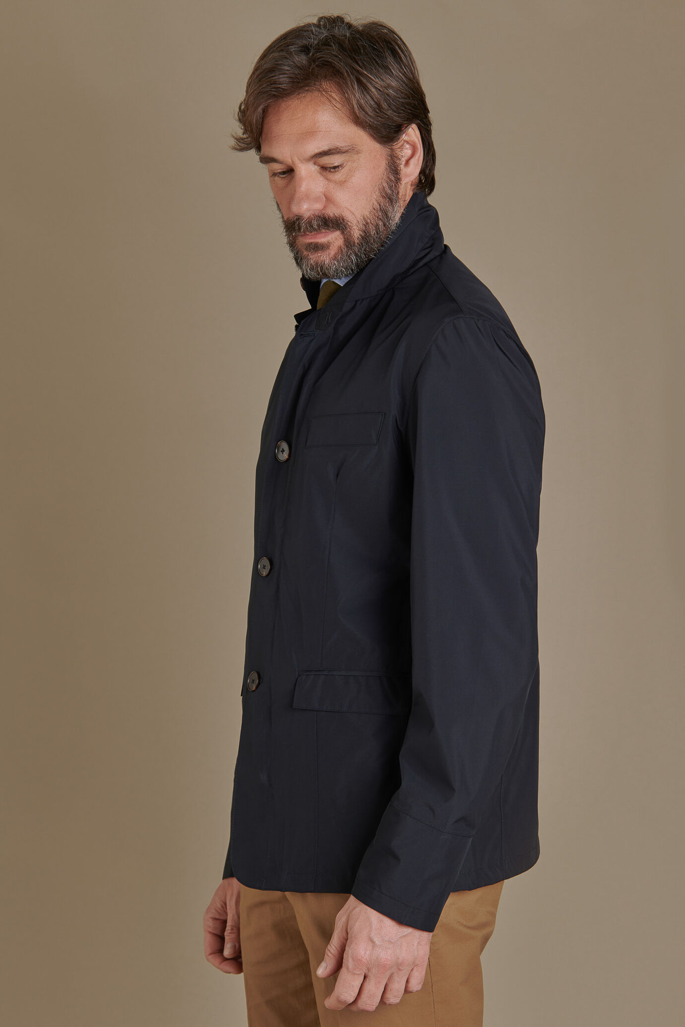 Field jacket sfoderata con tessuto tecnico image number 1