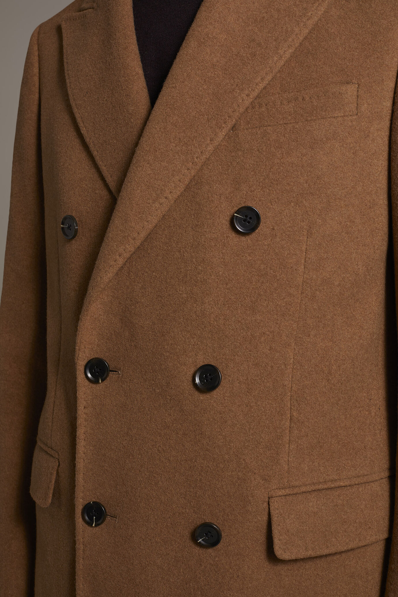 Cappotto classico doppiopetto misto lana lavorazione jersey image number 4