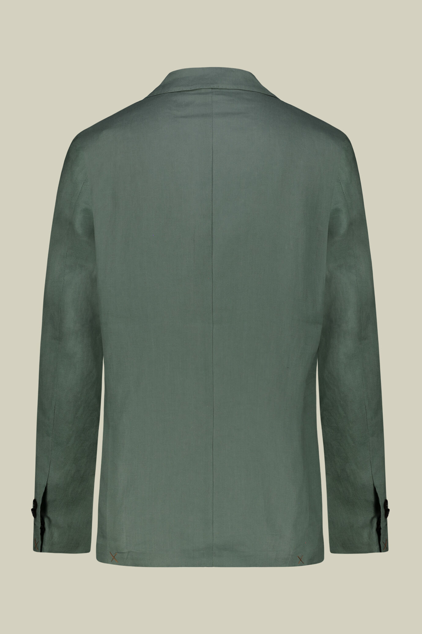 Single-breasted men's suit with flat front trousers, in 100% linen with a washed effect image number 5