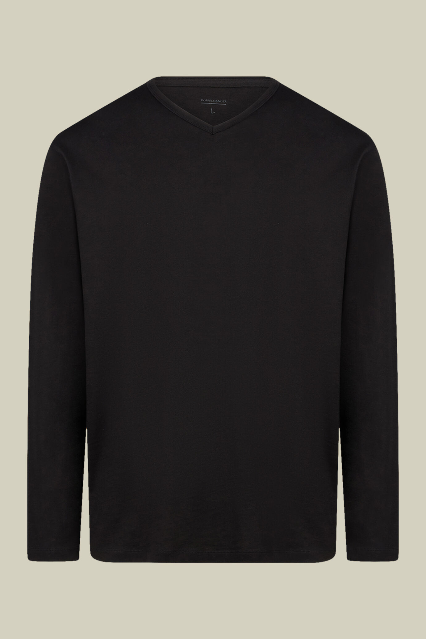 T-shirt homme à col V et manches longues, 100% coton effet flammé, coupe classique image number 0