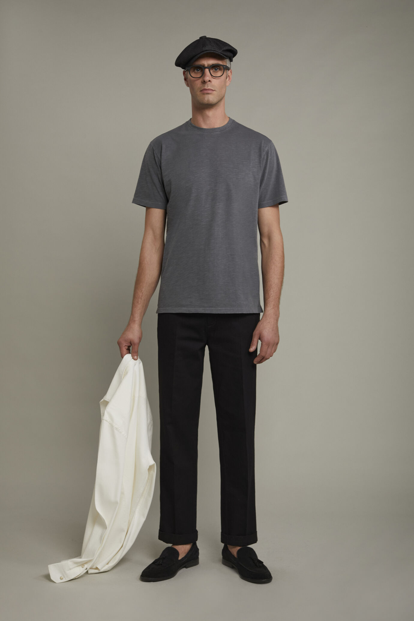 Herren-T-Shirt mit Rundhalsausschnitt aus 100 % Slub-Baumwolle in normaler Passform image number 0
