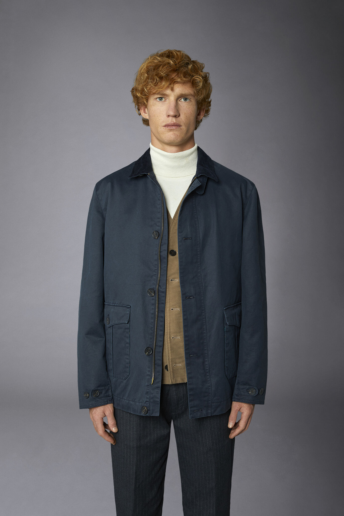 Men's waxed cotton touch jacket medium length image number 2