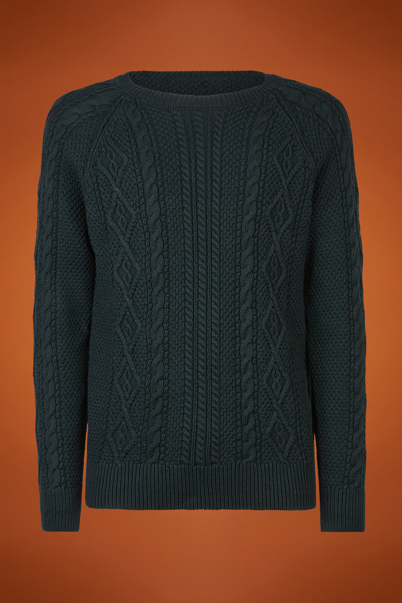 Herren-Rundhalspullover mit Zopfstrick aus 100 % Baumwolle in normaler Passform image number 4