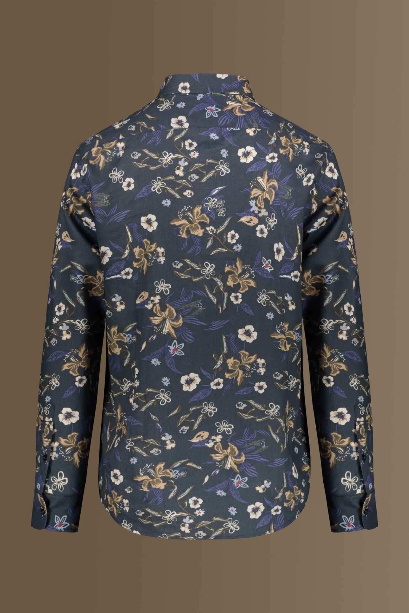 Camicia casual uomo collo francese misto lino con stampa floreale image number 5