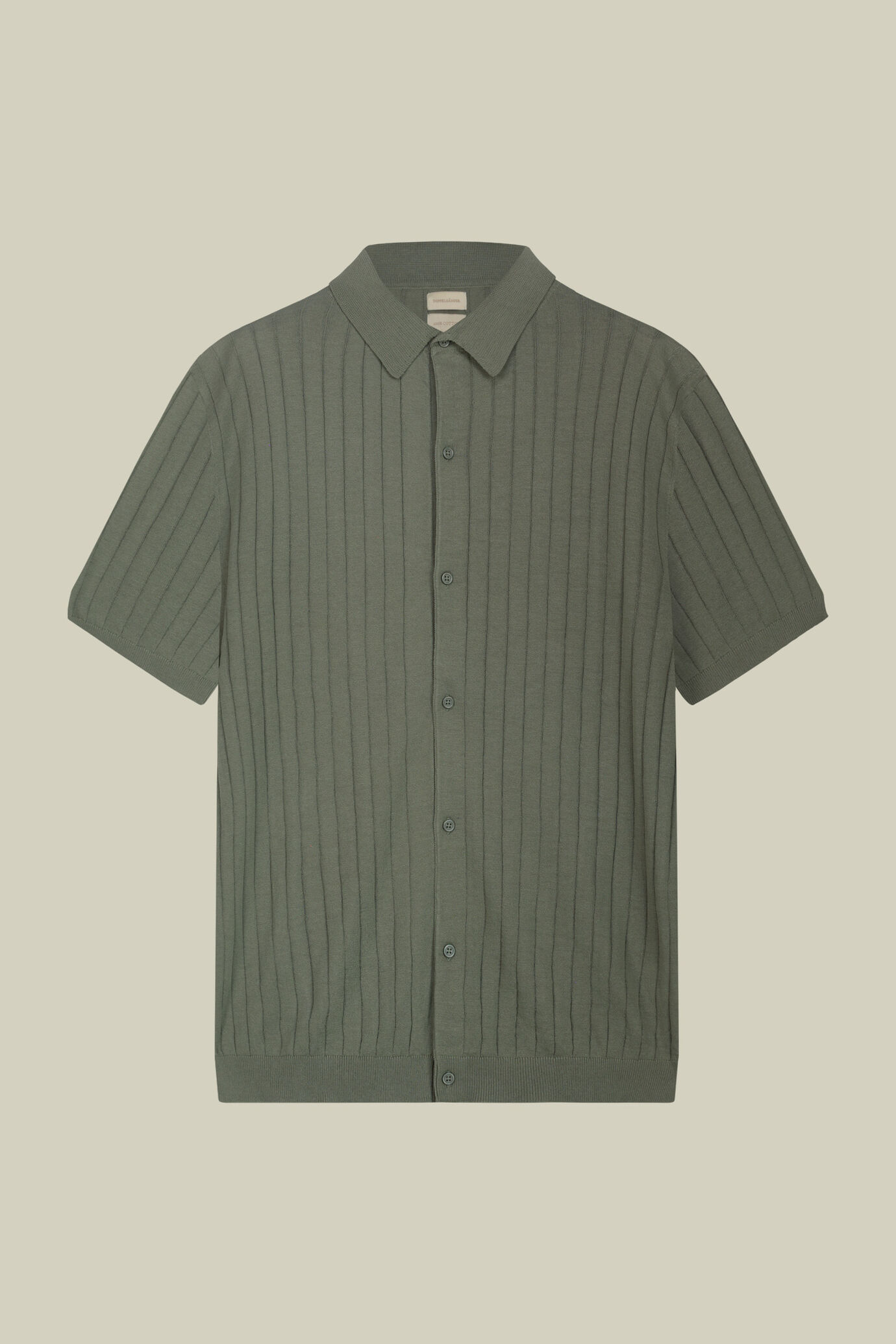 Men's knitted polo shirt in 100% cotton crepe with vertical ribbing image number 4