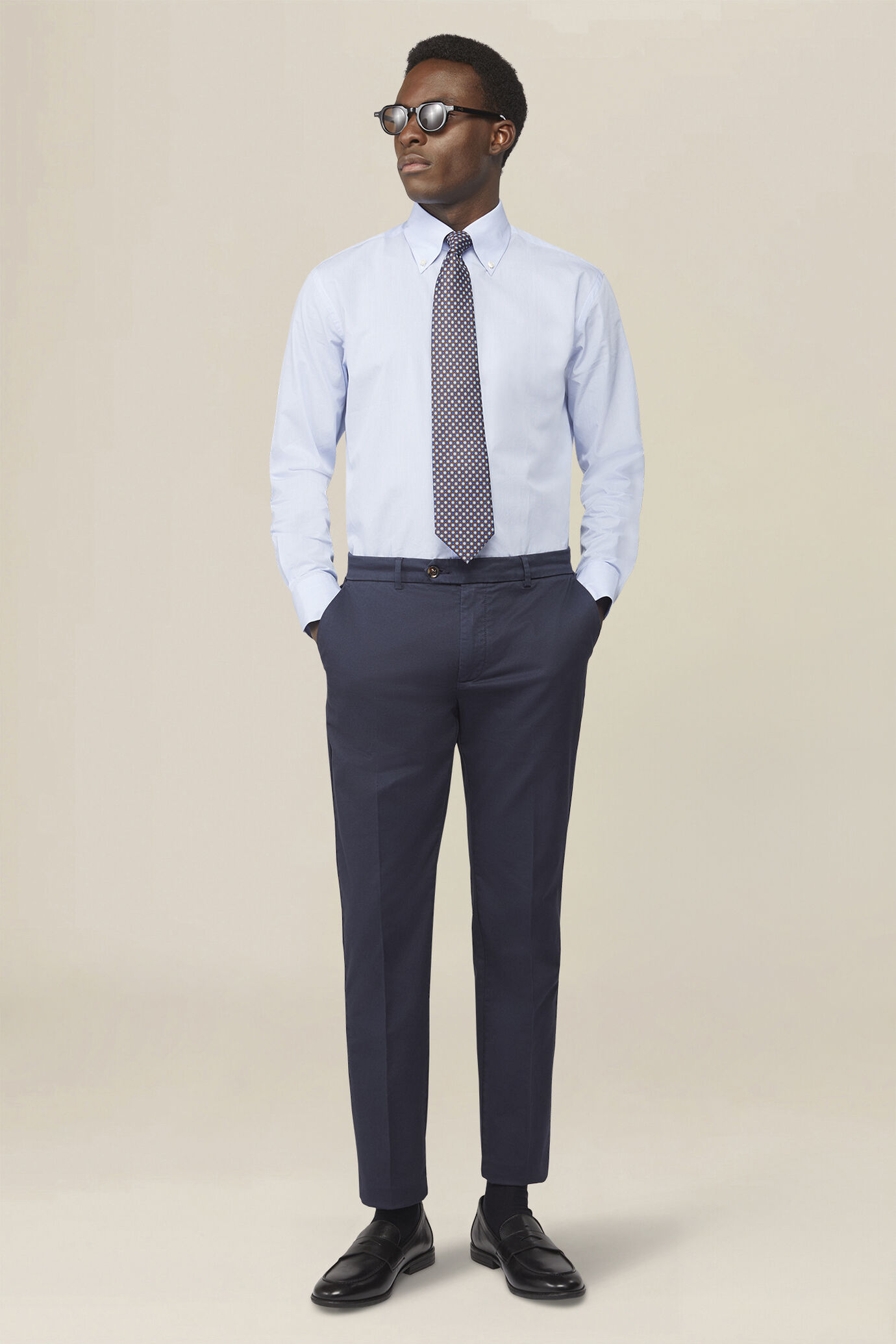 Chemise pour homme 100 % coton &agrave; micro-carreaux et col boutonn&eacute; image number 1