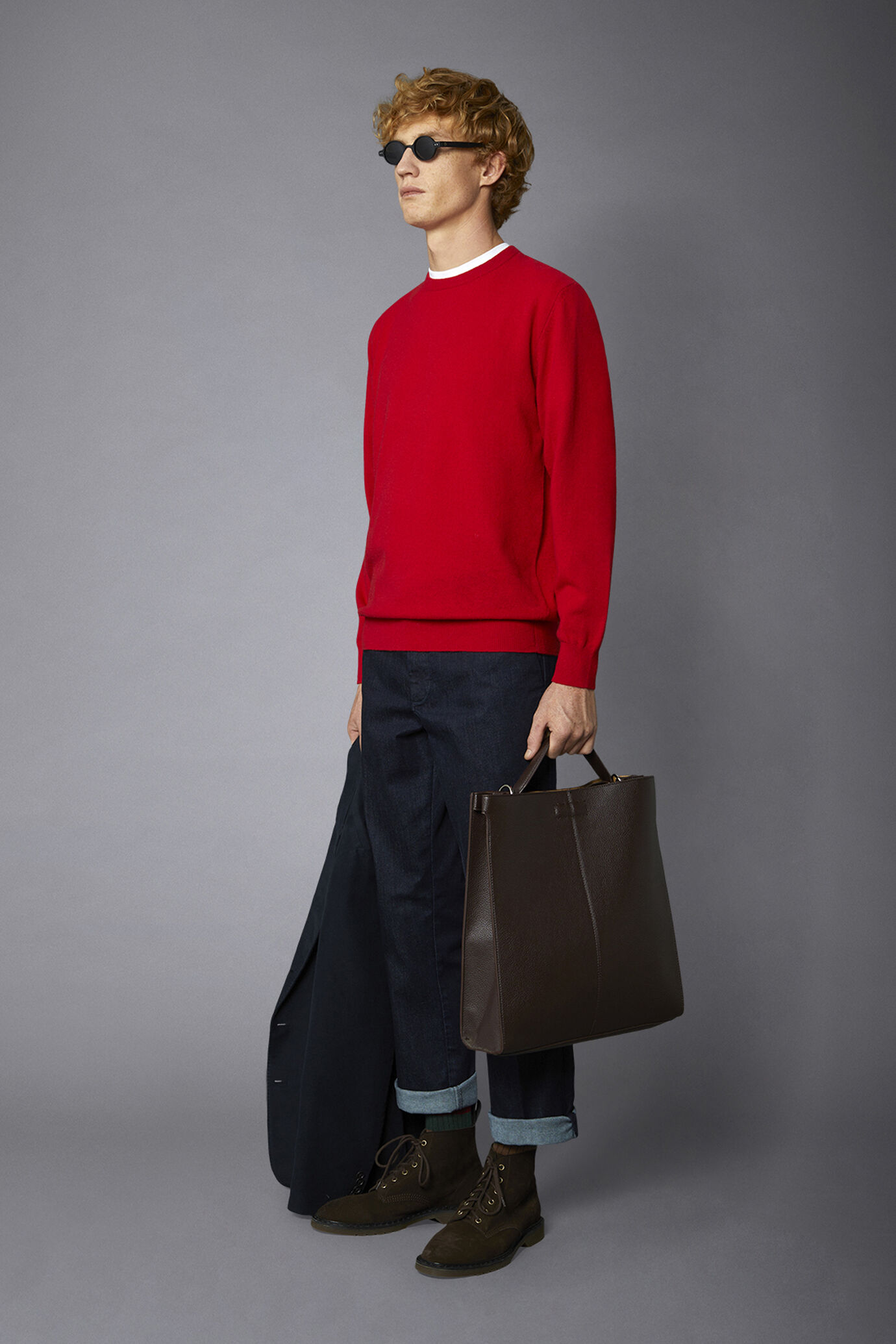 Men's crew neck wool blend lambswool regular fit sweater image number 1