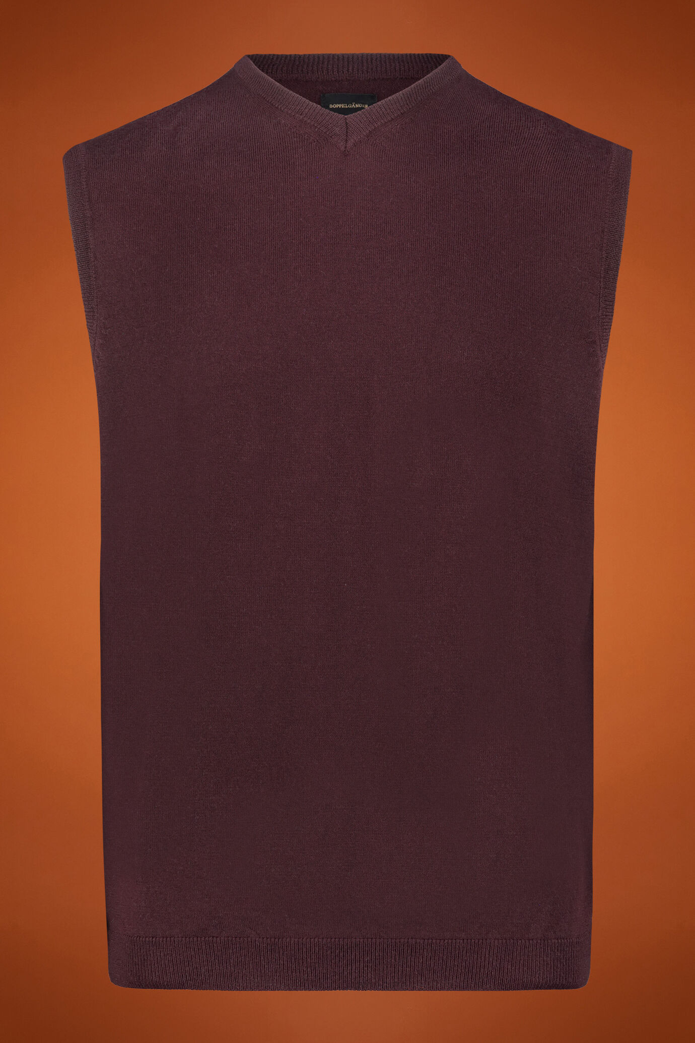 Men's regular fit V-neck tank top in 100% extra fine merino wool image number 0