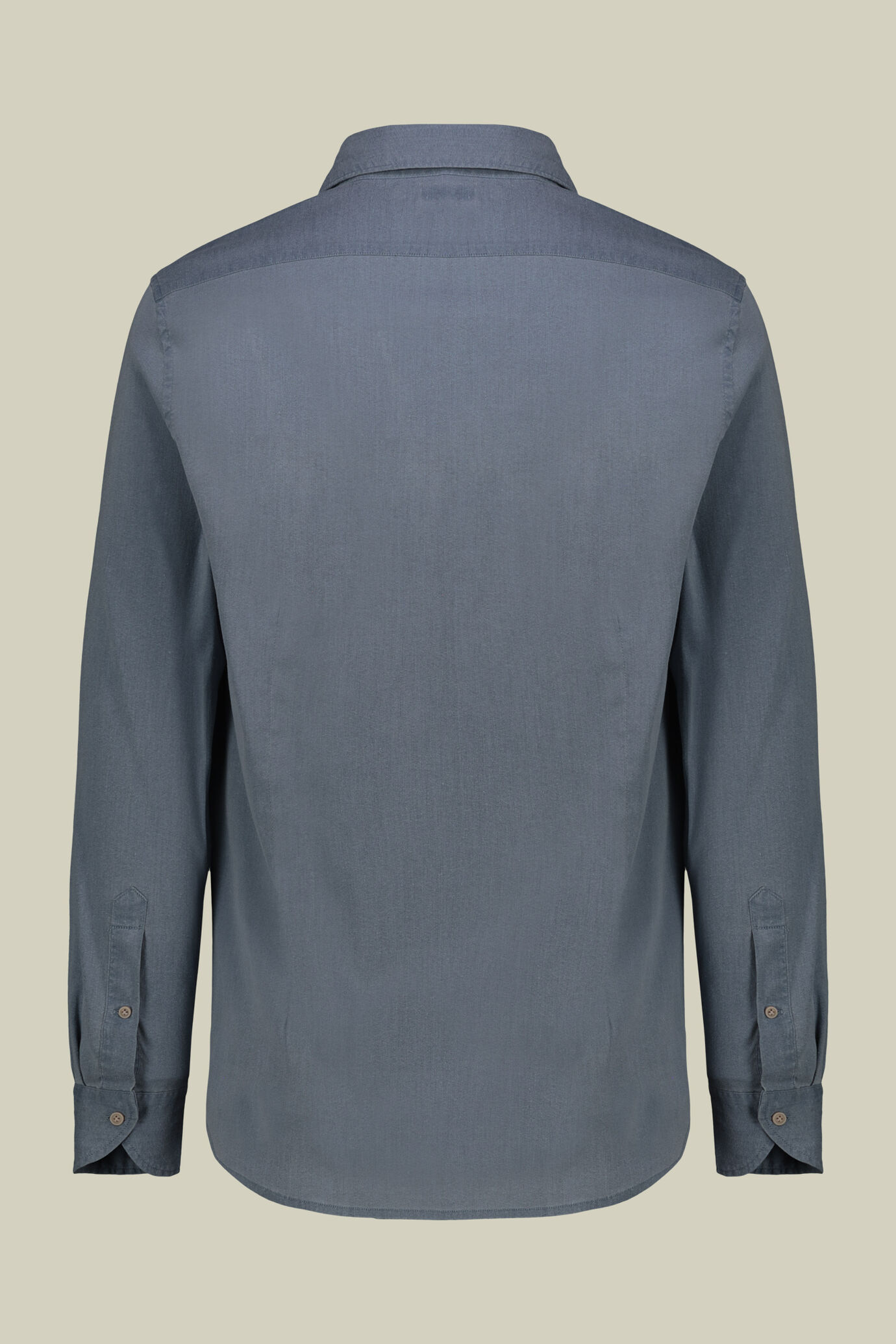 Men's casual shirt with French collar in slightly stretchy chambray fabric image number 5