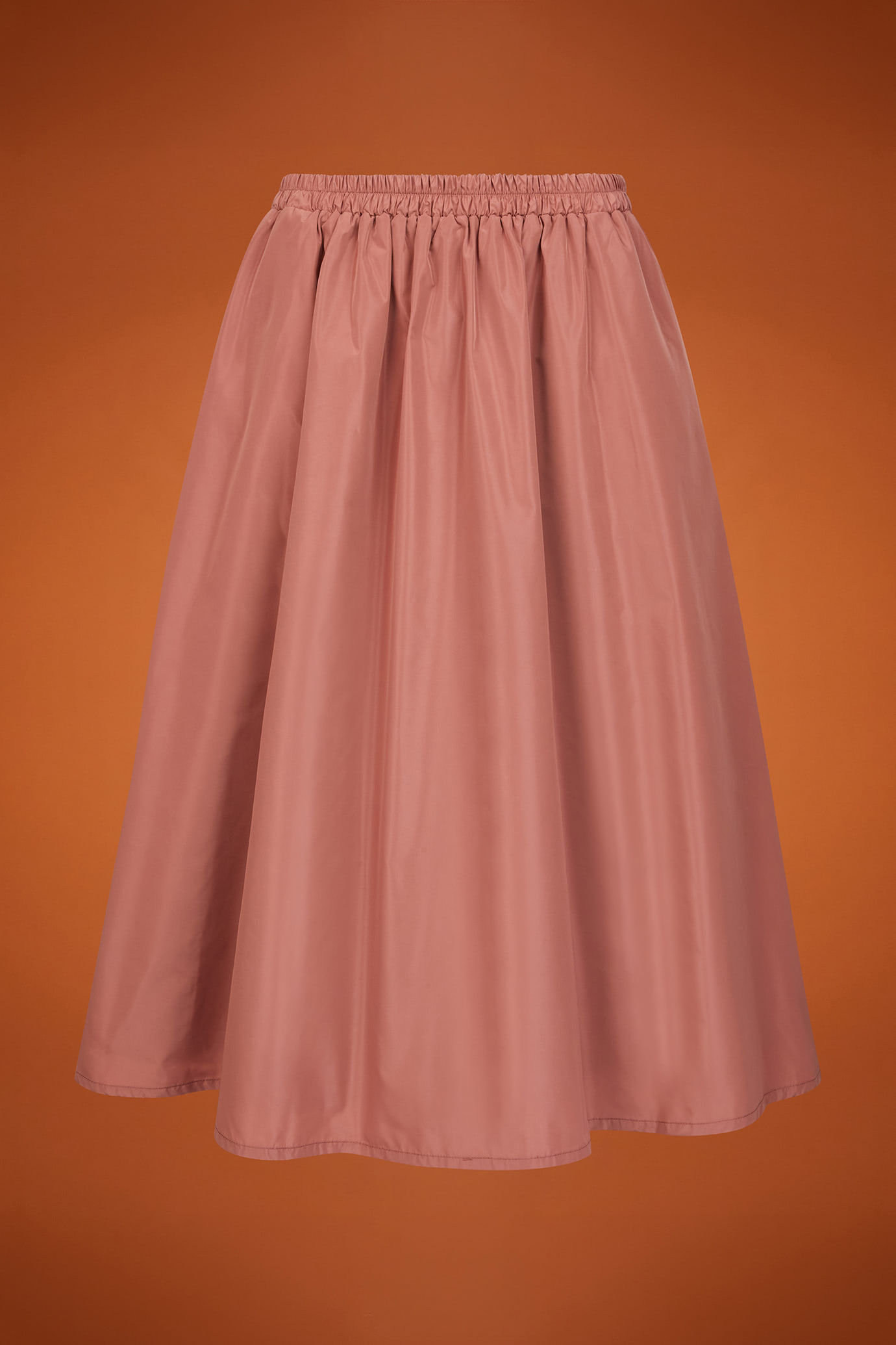 Jupe longue ballon pour femme en taffetas uni avec taille élastiquée, coupe classique image number 5