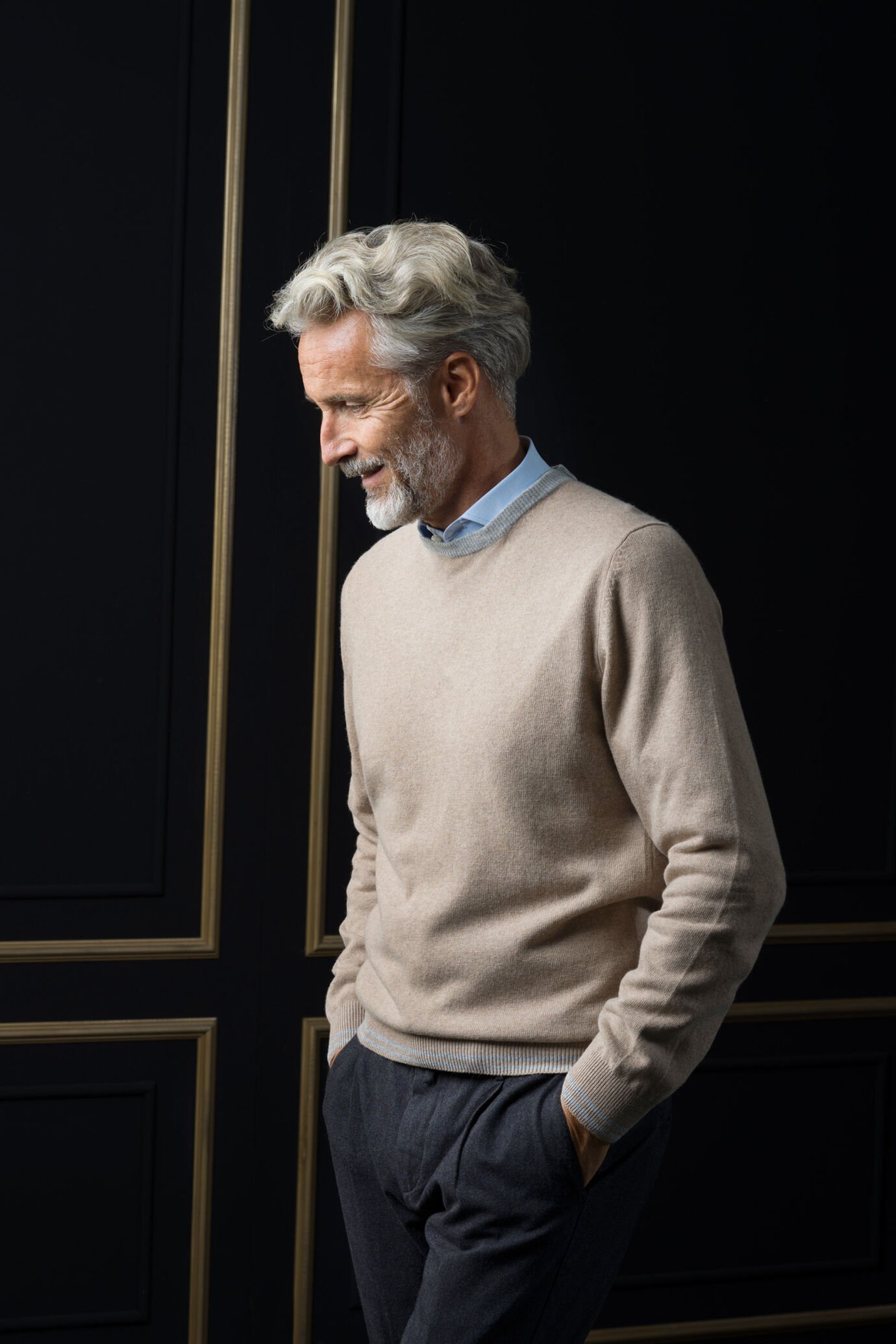 Maglia girocollo misto cashmere image number 0