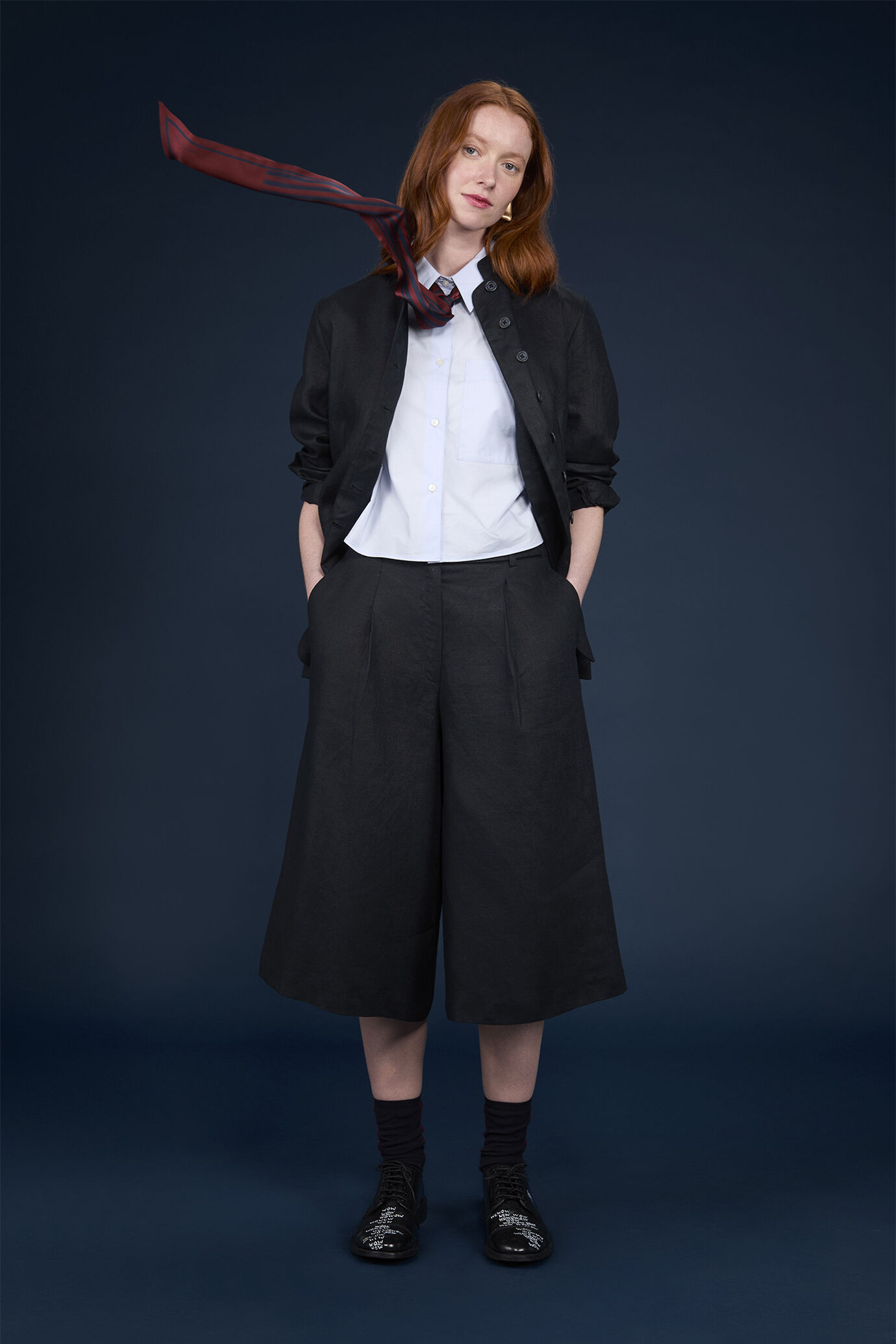Women's single-breasted jacket with Korean collar 100% linen image number 0