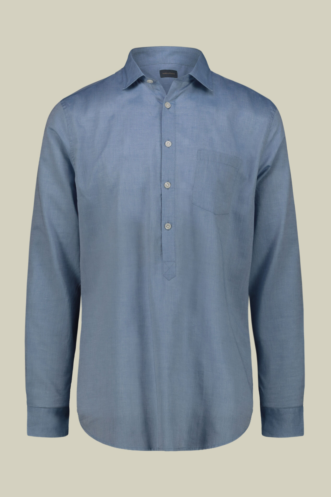Men's concealed button down casual shirt in washed muslin fabric