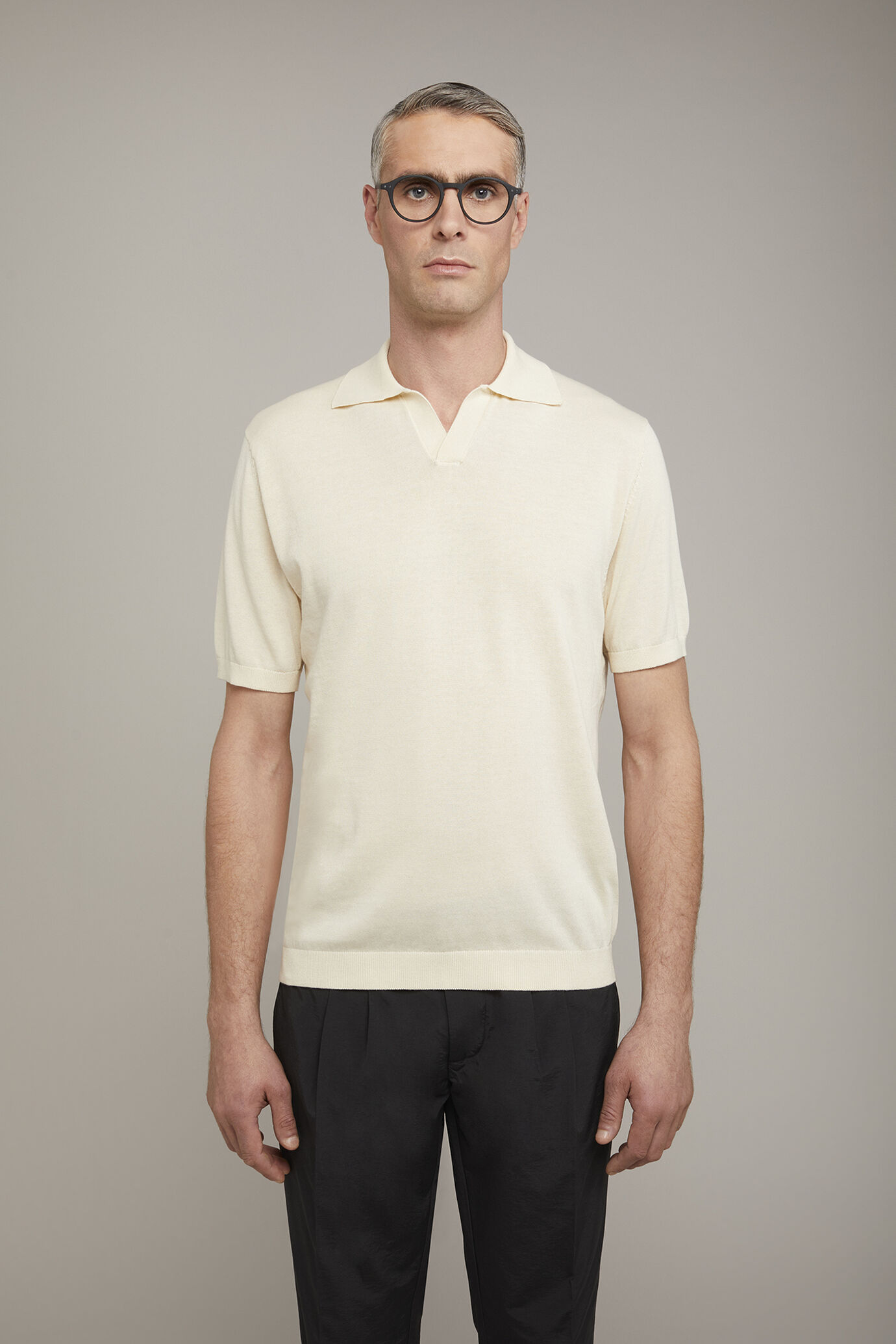 Polo in maglia uomo collo derby 100% cotone con manica corta regular fit image number 2