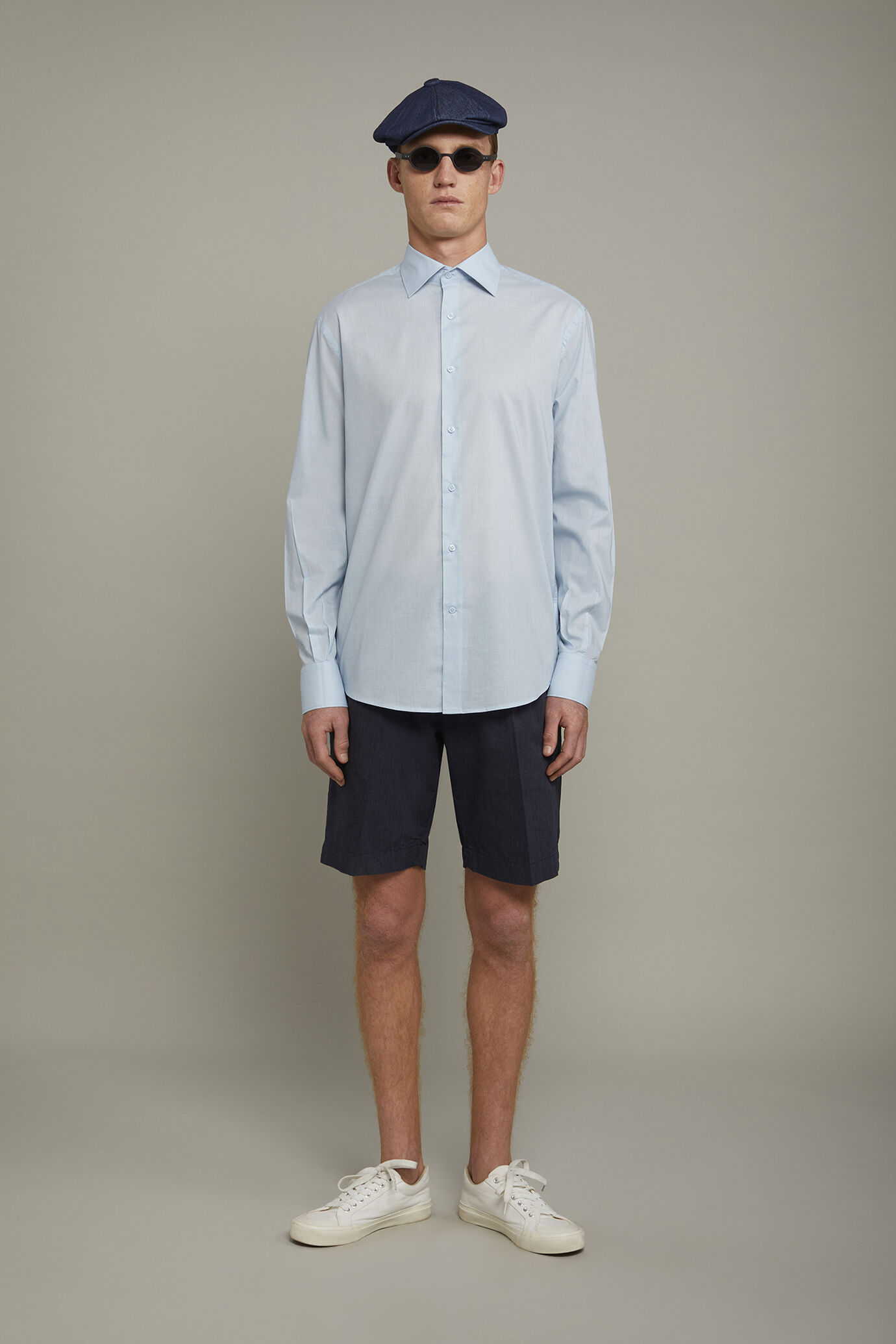 Men&rsquo;s Casual Shirt Classic Collar 100% Cotton Muslin Fabric Solid Color Comfort Fit image number 0