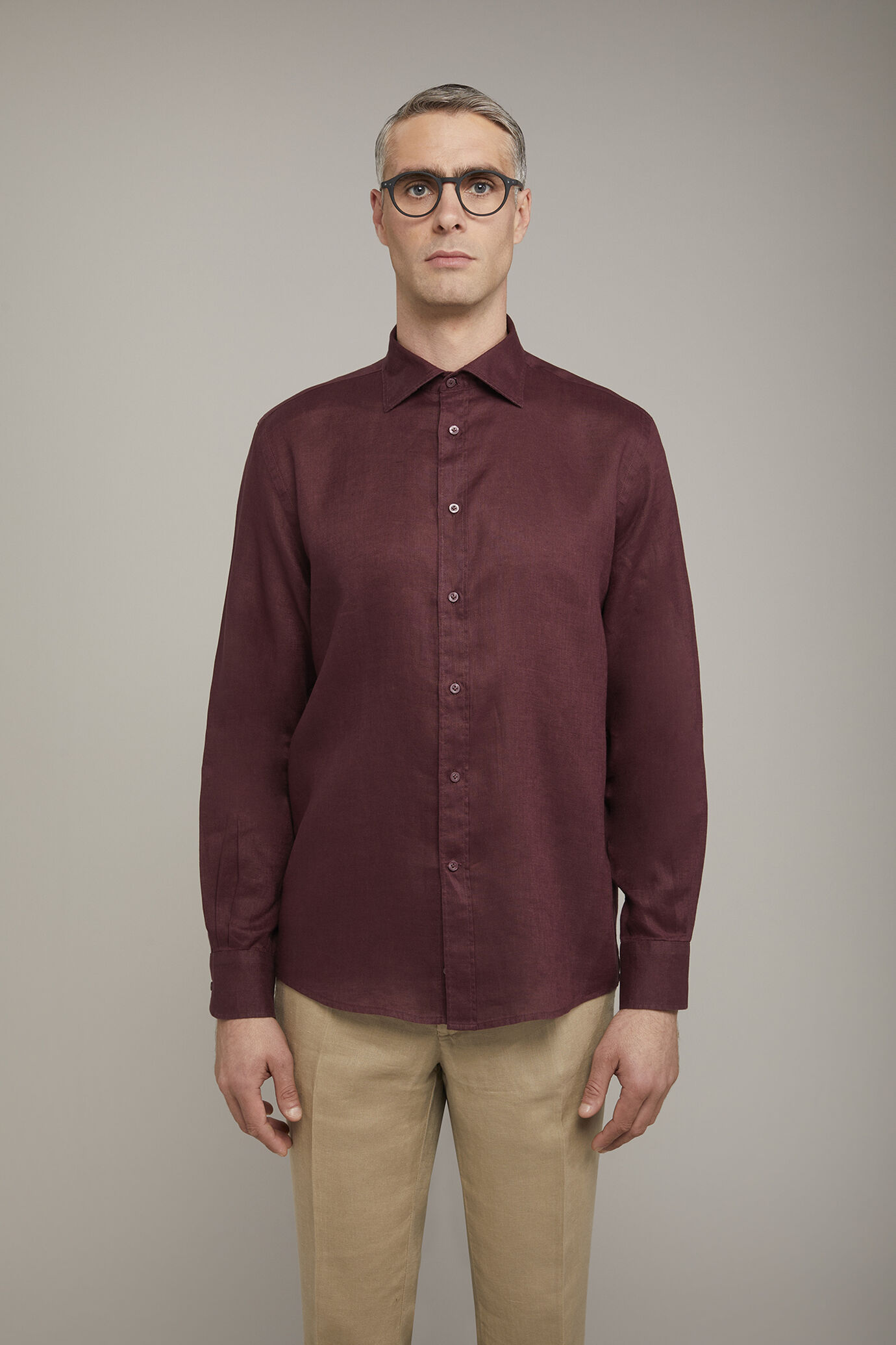Camicia casual uomo collo classico 100% lino comfort fit image number 2