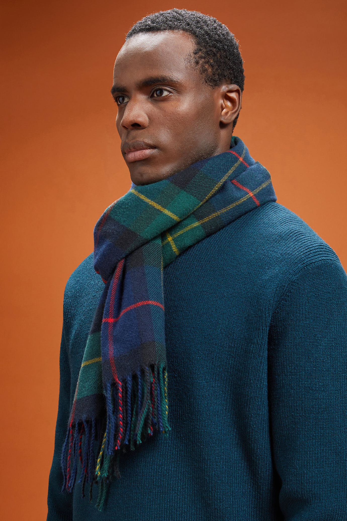 Écharpe homme, motif tartan à franges image number 1