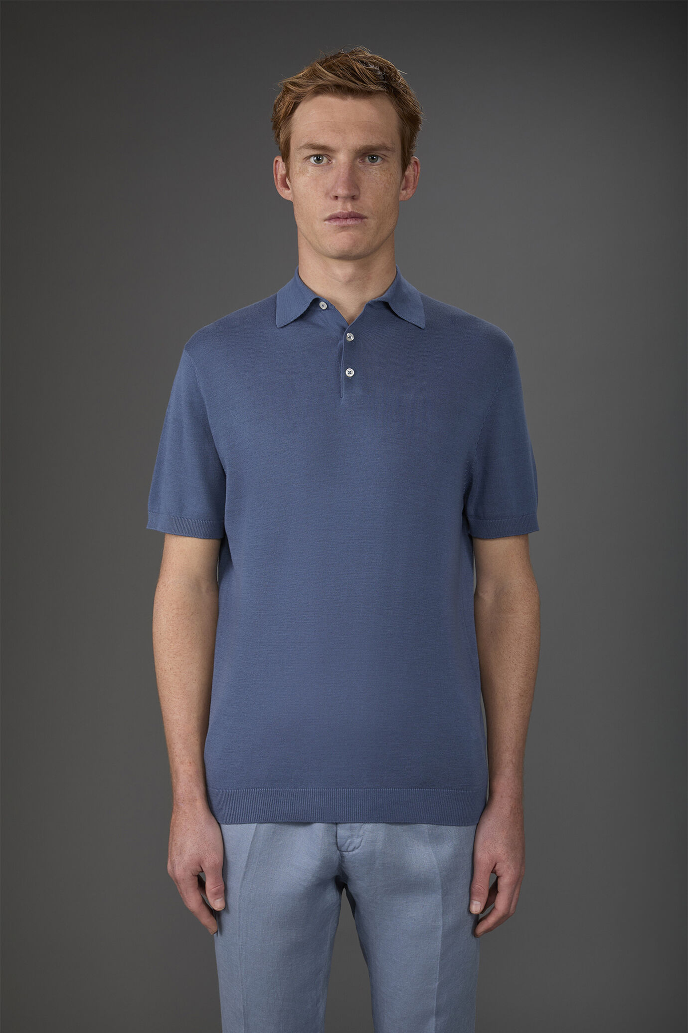 Polo homme tricot&eacute; &agrave; manches courtes image number 1