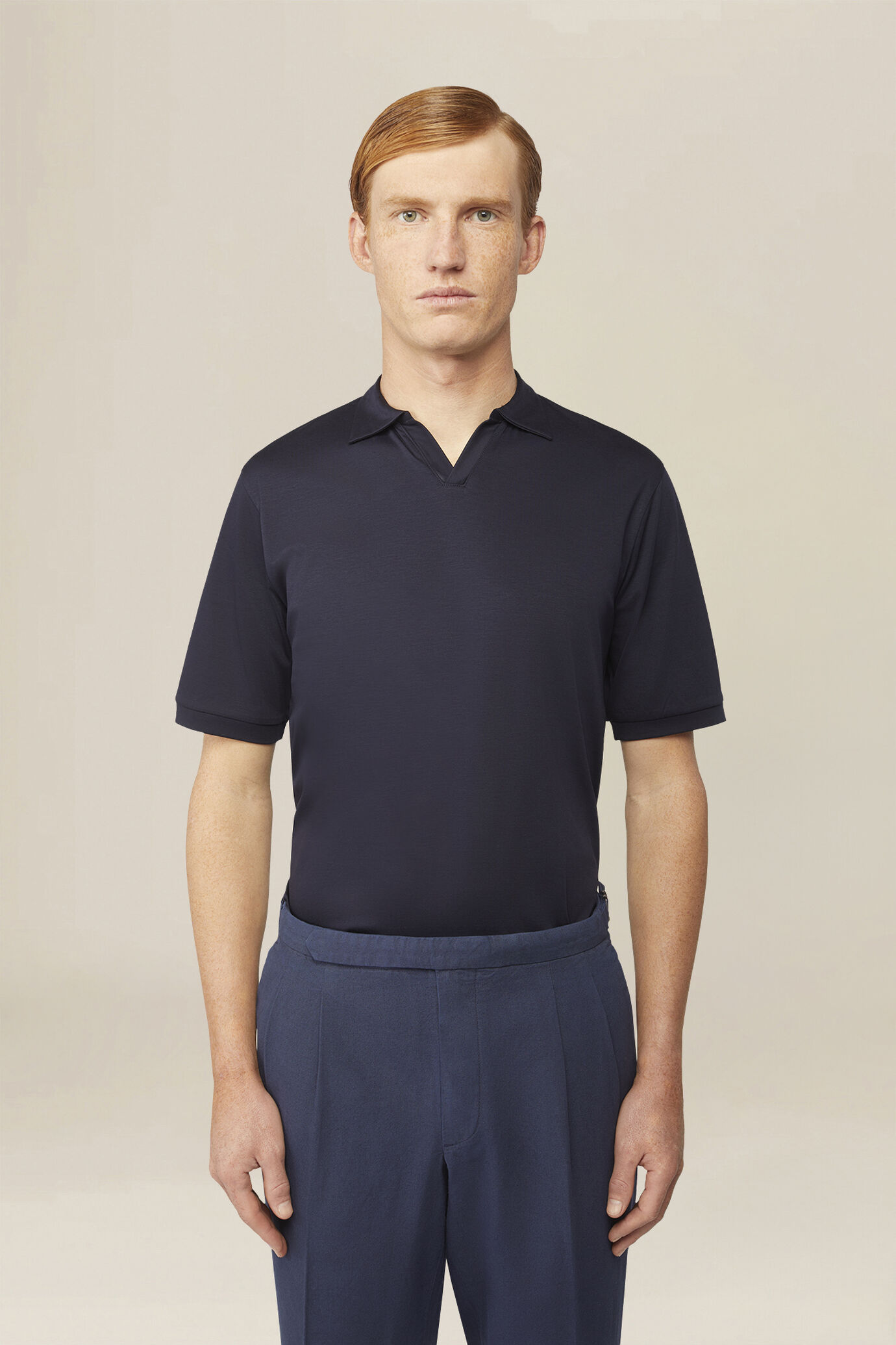 Men's polo shirt with Derby collar in 100% cotton, regular fit image number 0