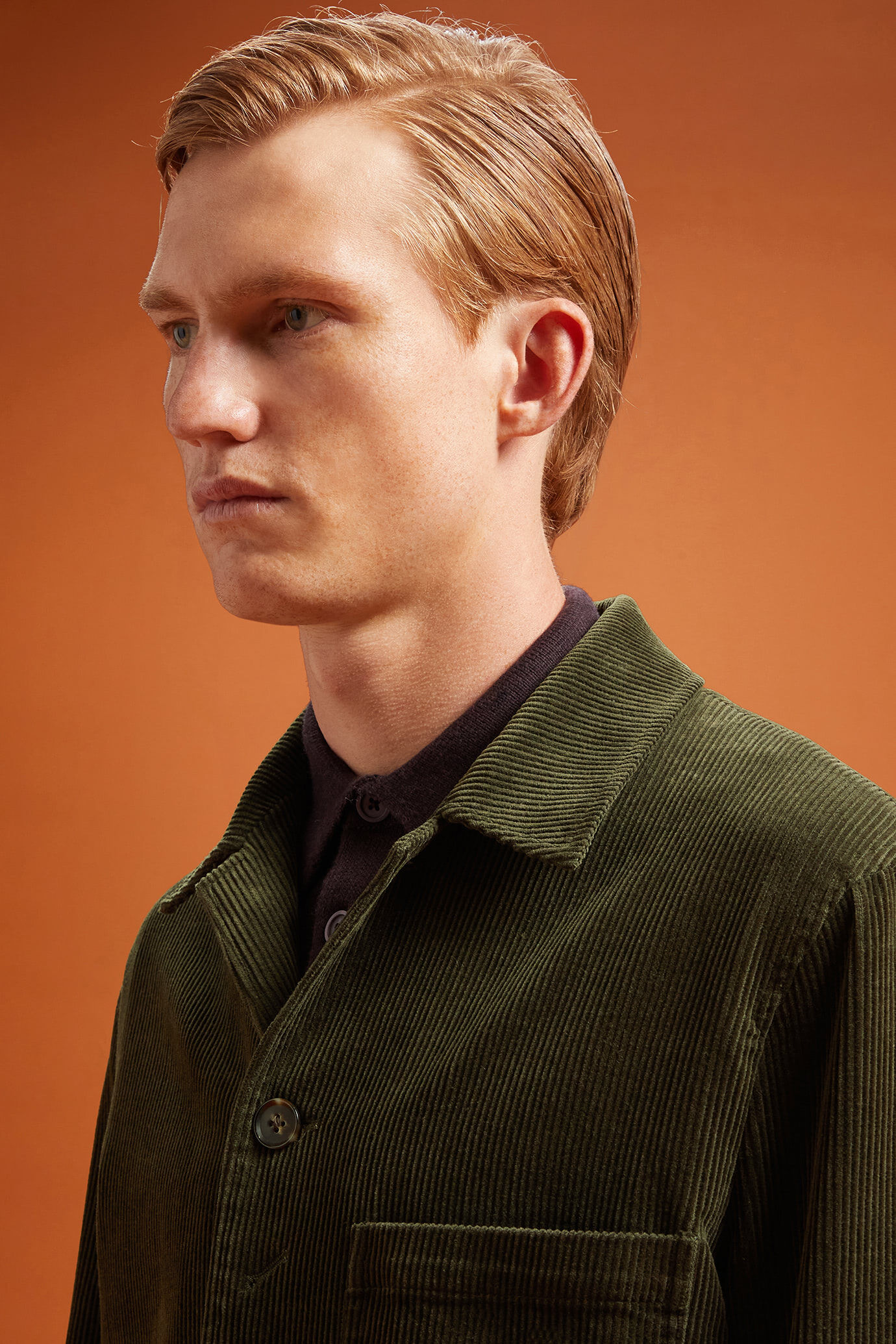 Men's regular fit jacket in 100% cotton velvet with three pockets image number 3