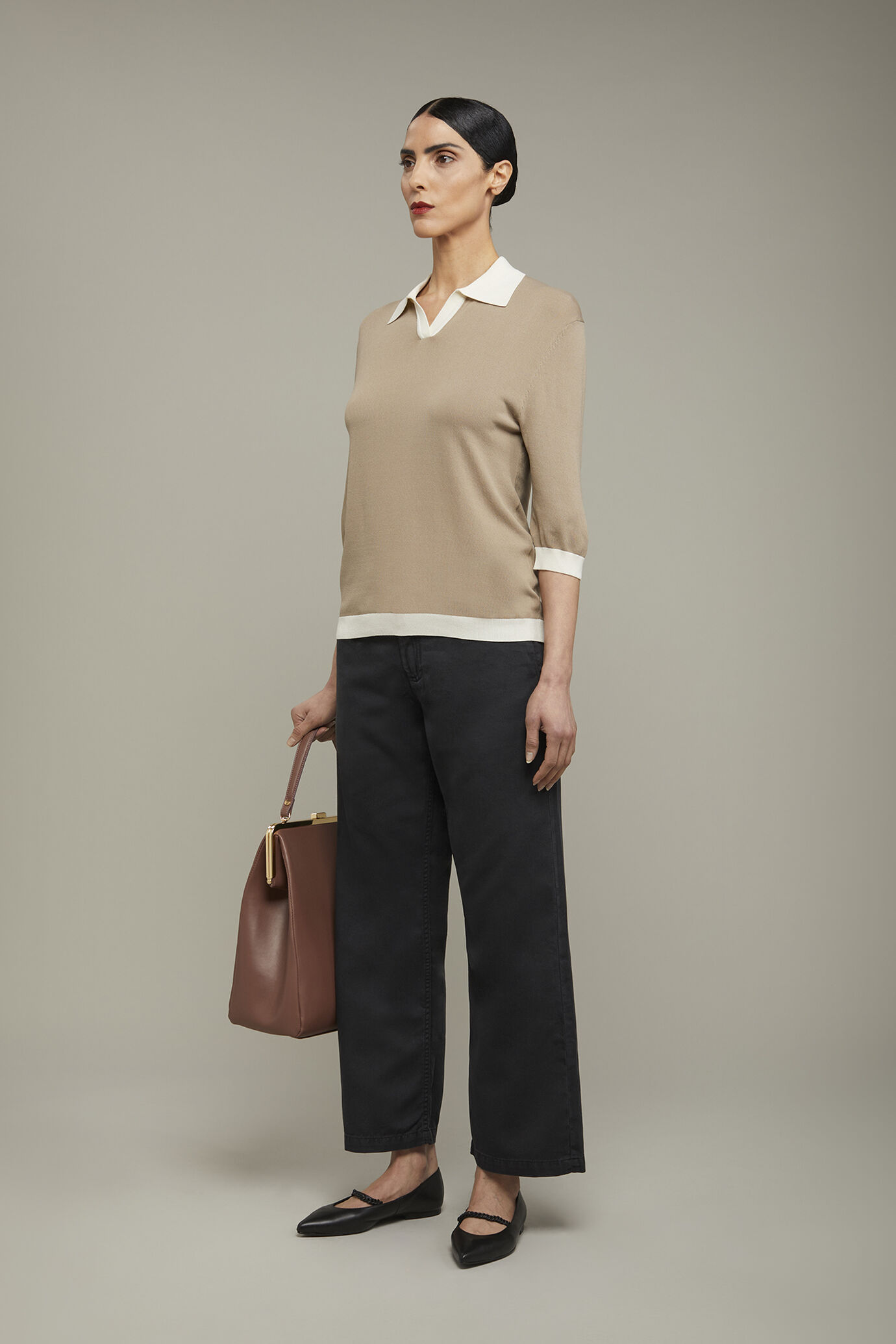 Damen-Poloshirt mit 3/4-Ärmeln in normaler Passform image number 1