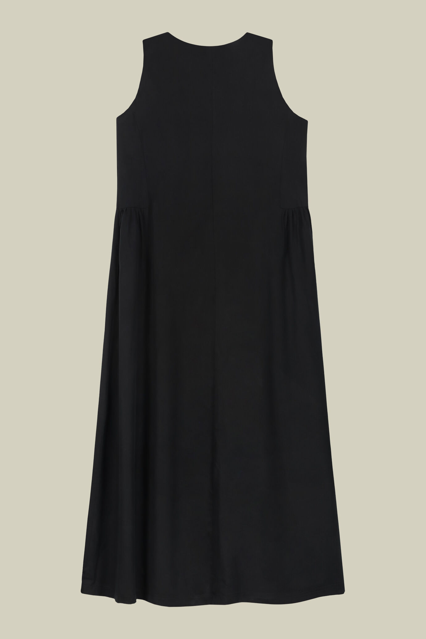 Sleeveless dress with drop front and gathered panels at the hips image number 5