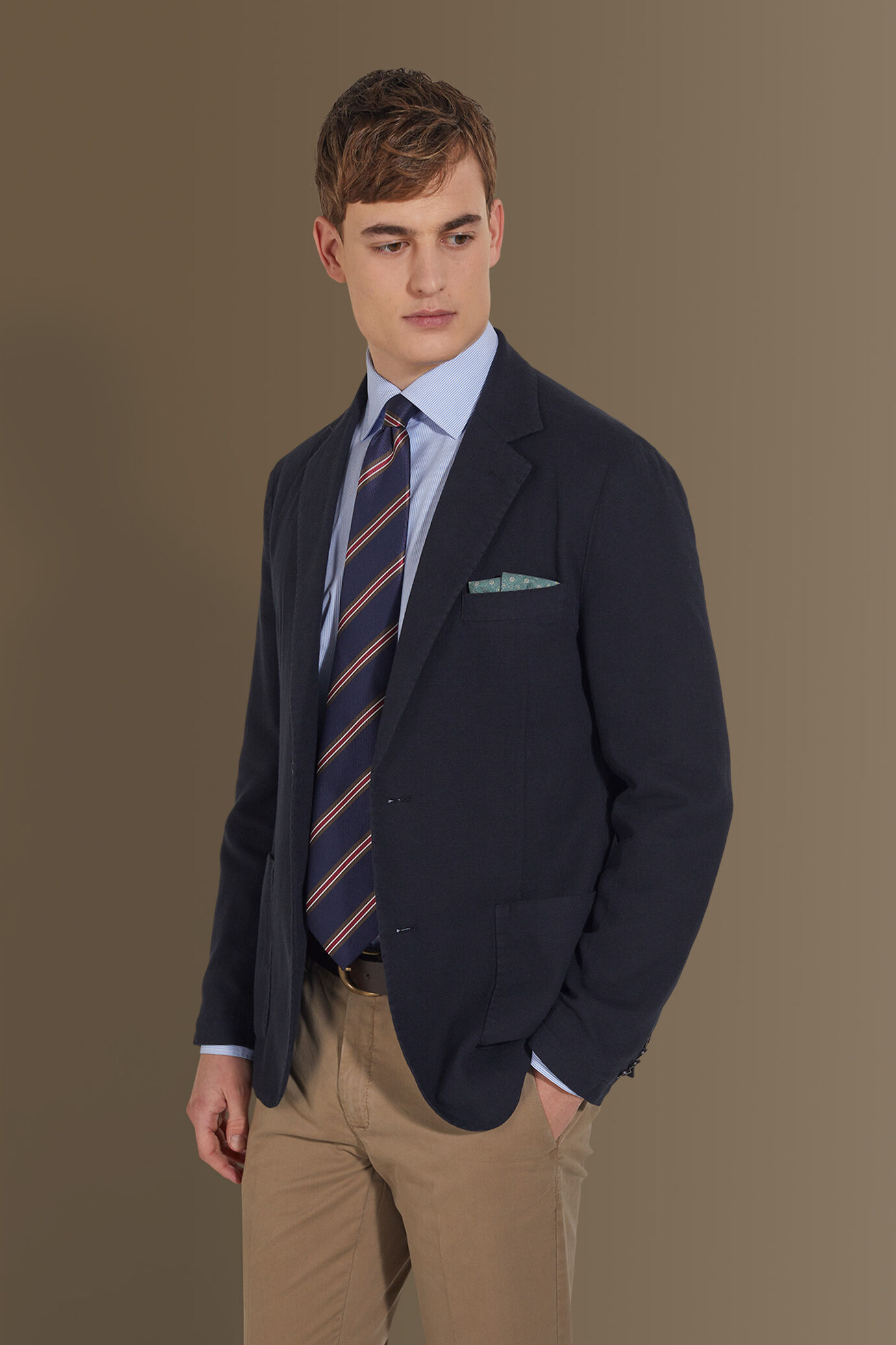 Single breasted jacket patch pocket cotton linen garmet dyed image number 2