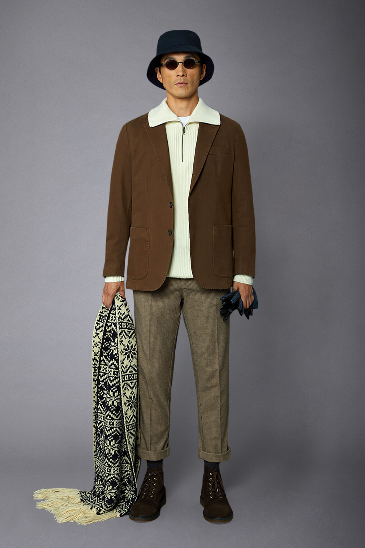 Einreihige Jacke mit aufgesetzter Tasche im Harringbone-Design Regular Fit image number 0