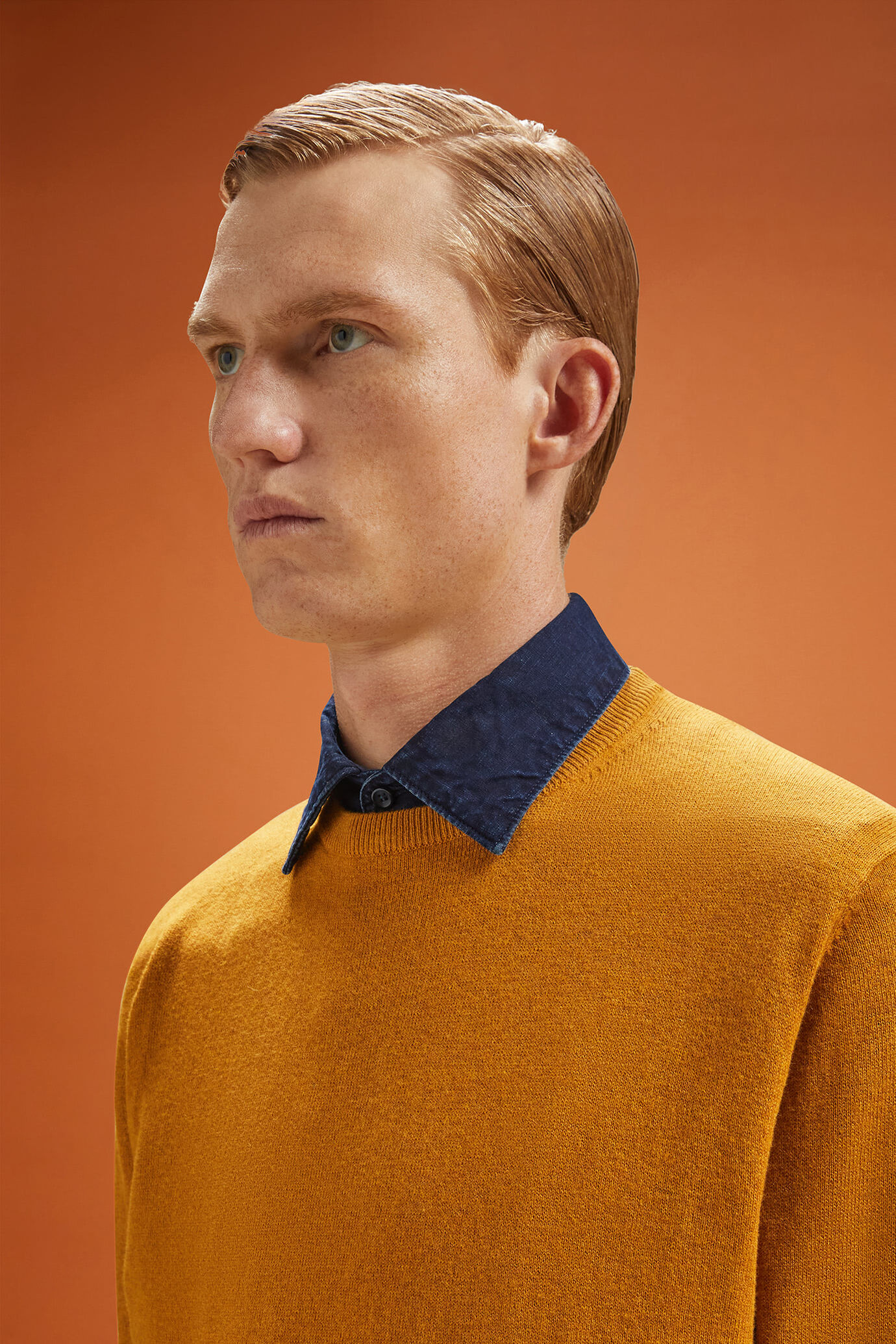 Men's regular fit crew neck tank top in wool and cotton image number 3