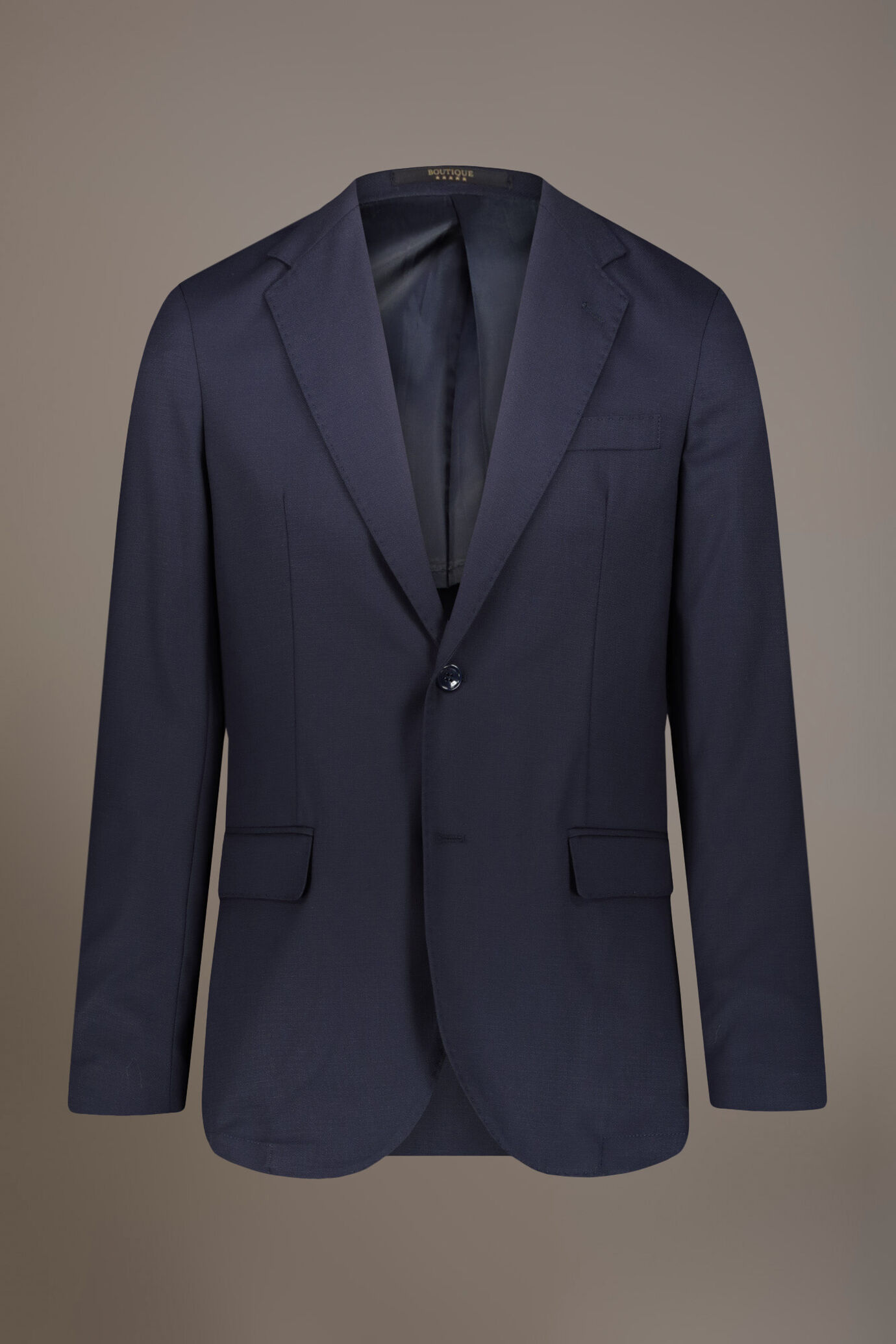 Giacca monopetto con tasche a pattina tessuto armaturato tinta unita image number 5